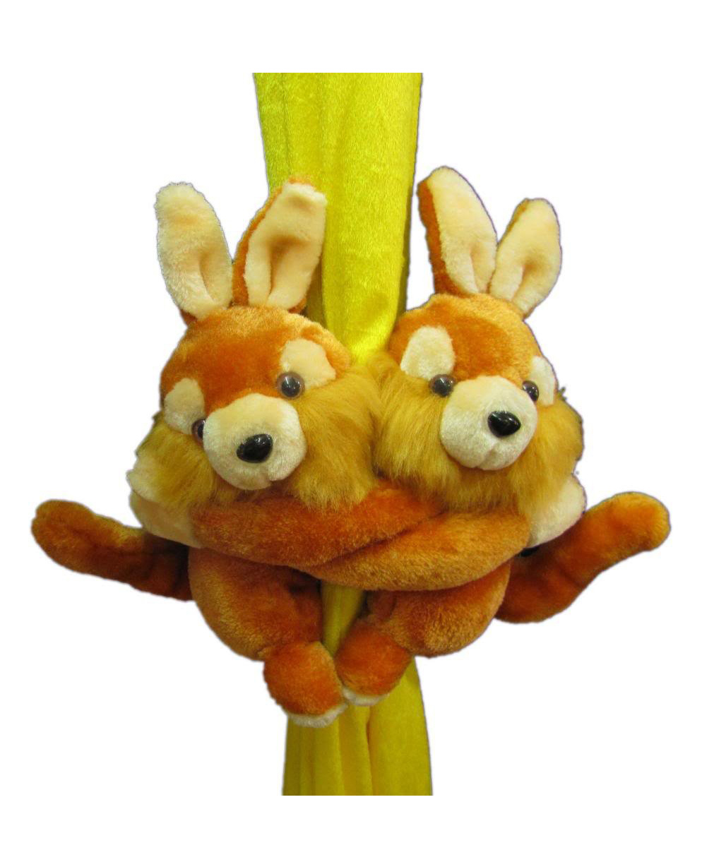 Tickles 2 Pcs Rabbit Soft Plush Toy Curtain Tiebacks Holder Clip for Children Living Room Decoration Accessories Window Curtain Decoration (Size: 20 cm Color: Brown)-image-4