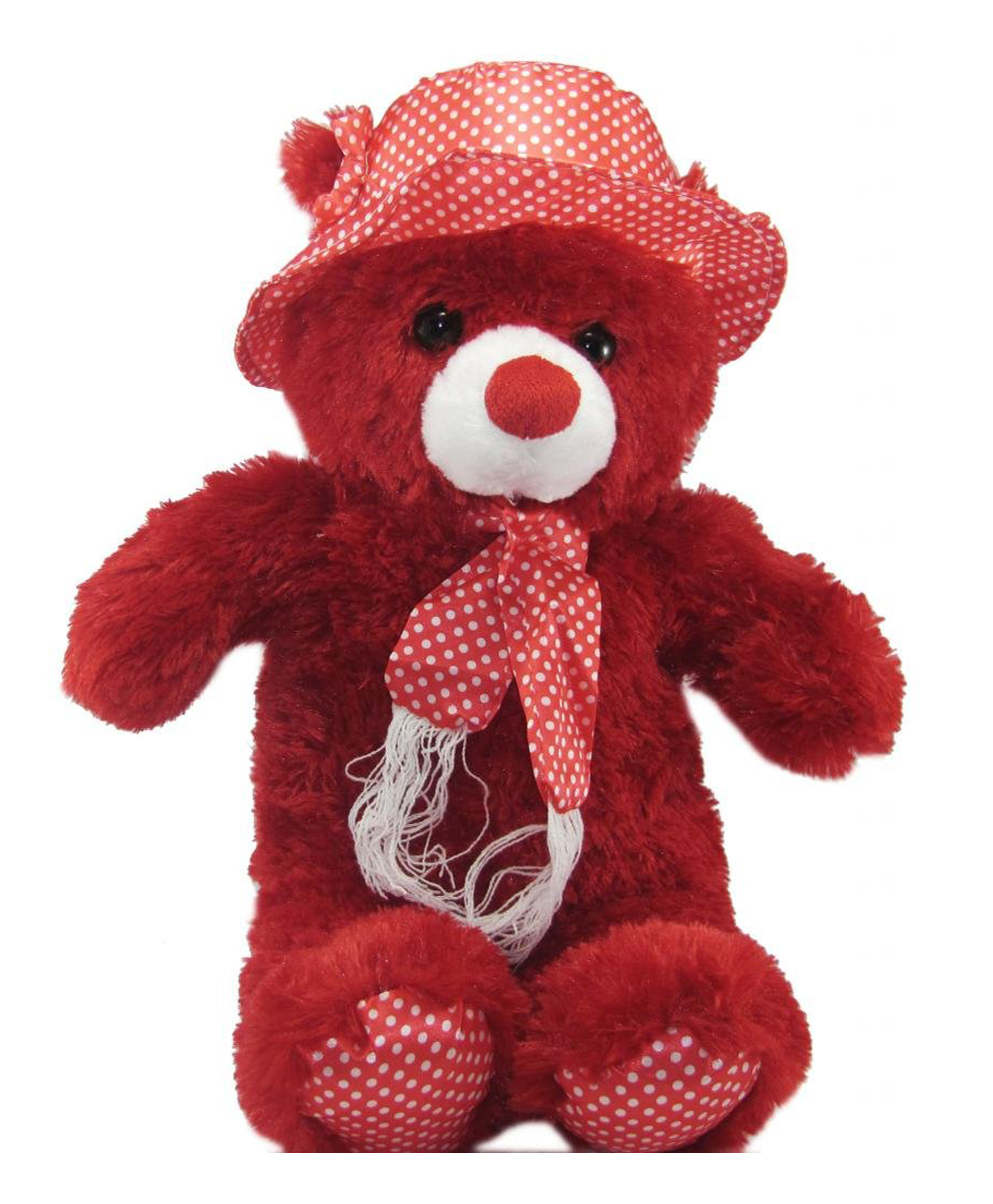 Tickles Cap Teddy Soft Stuffed Plush Animal Toy Kids Birthday Gifts (Color: Red Size: 36 cm)-image-8