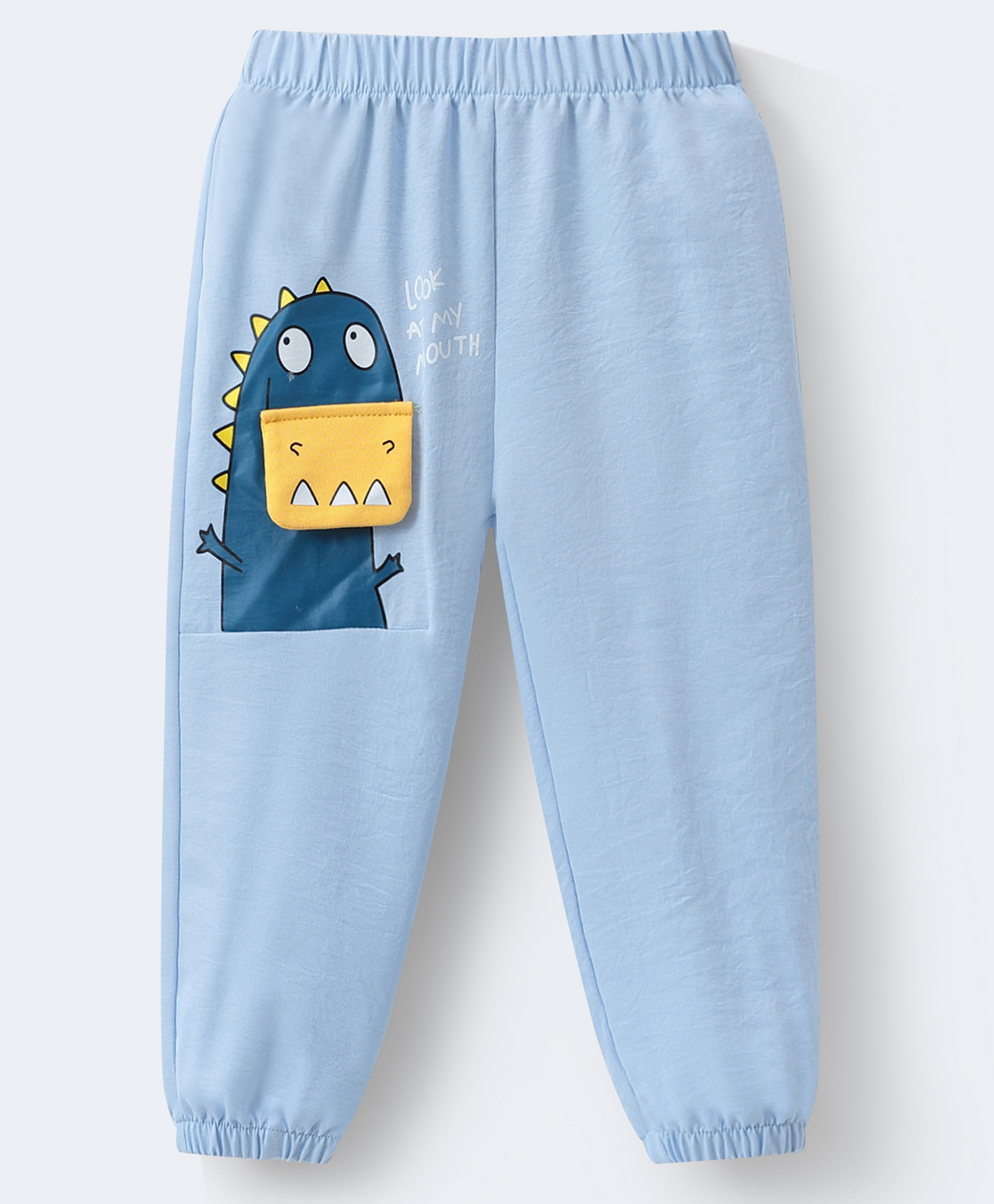 Mark & Mia Full Length Trouser with Dino Print & Applique - Light Blue-picture-15