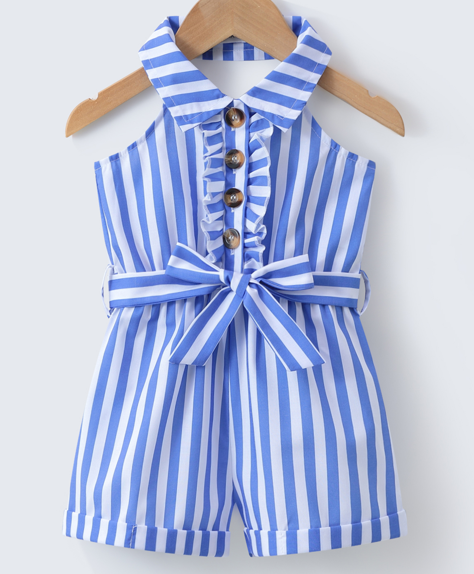 Mark & Mia Sleeveless Halter Neck Jumpsuit with Stripes - Blue & White-picture-22