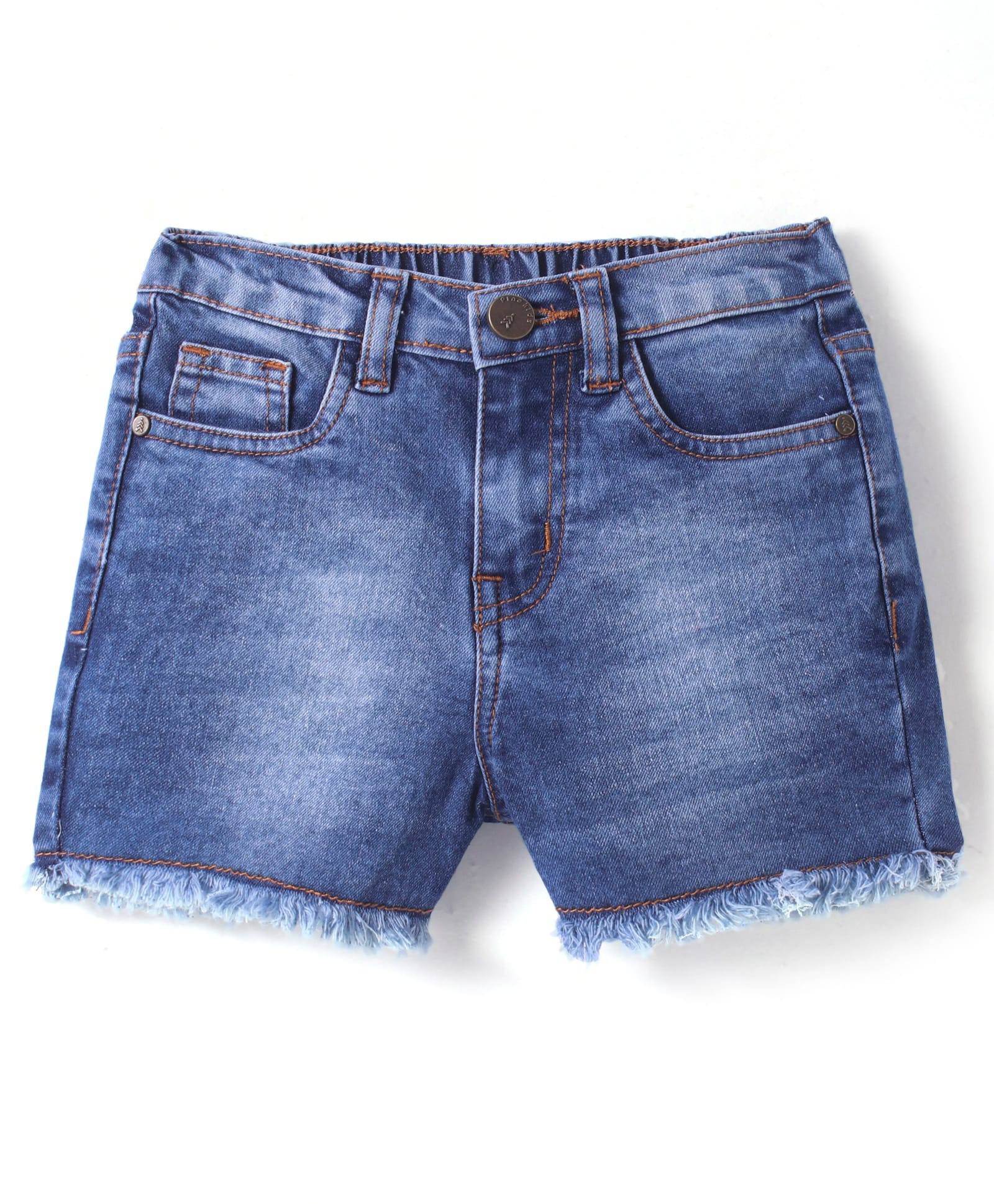 Pine Kids Woven Above Knee Length Washed Denim Shorts - Blue-image-43