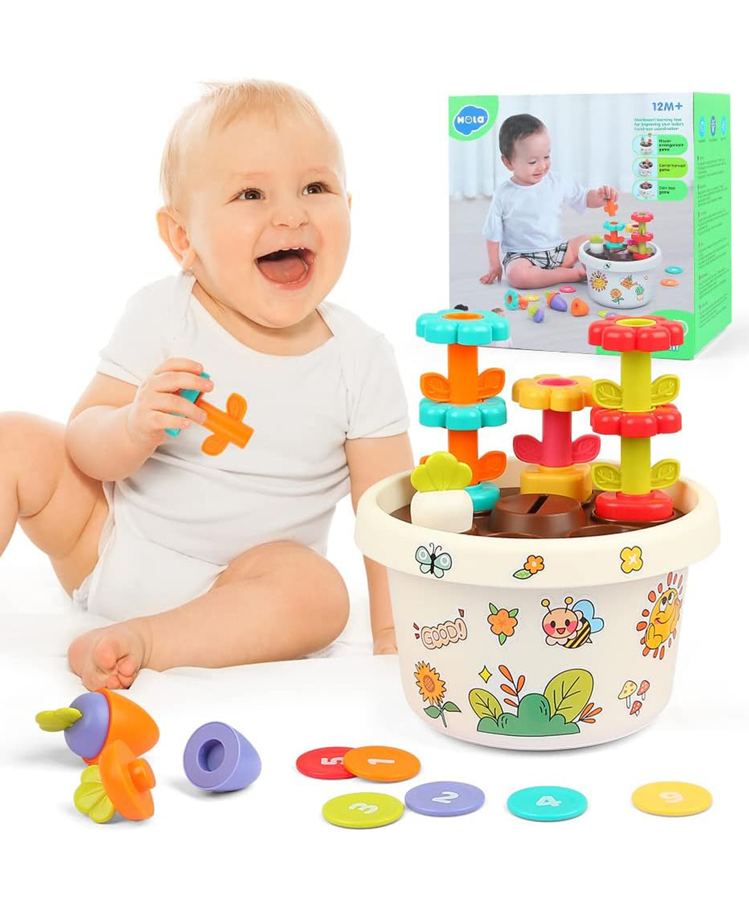 AKN TOYS 7 in 1 Montessori Educational Toys For Boy Girl Carrot Harvest Sensory Toddler Toys Fine Motor Skills Flower Arrangement Puzzle-Pack of 1--color May Vary-picture-17