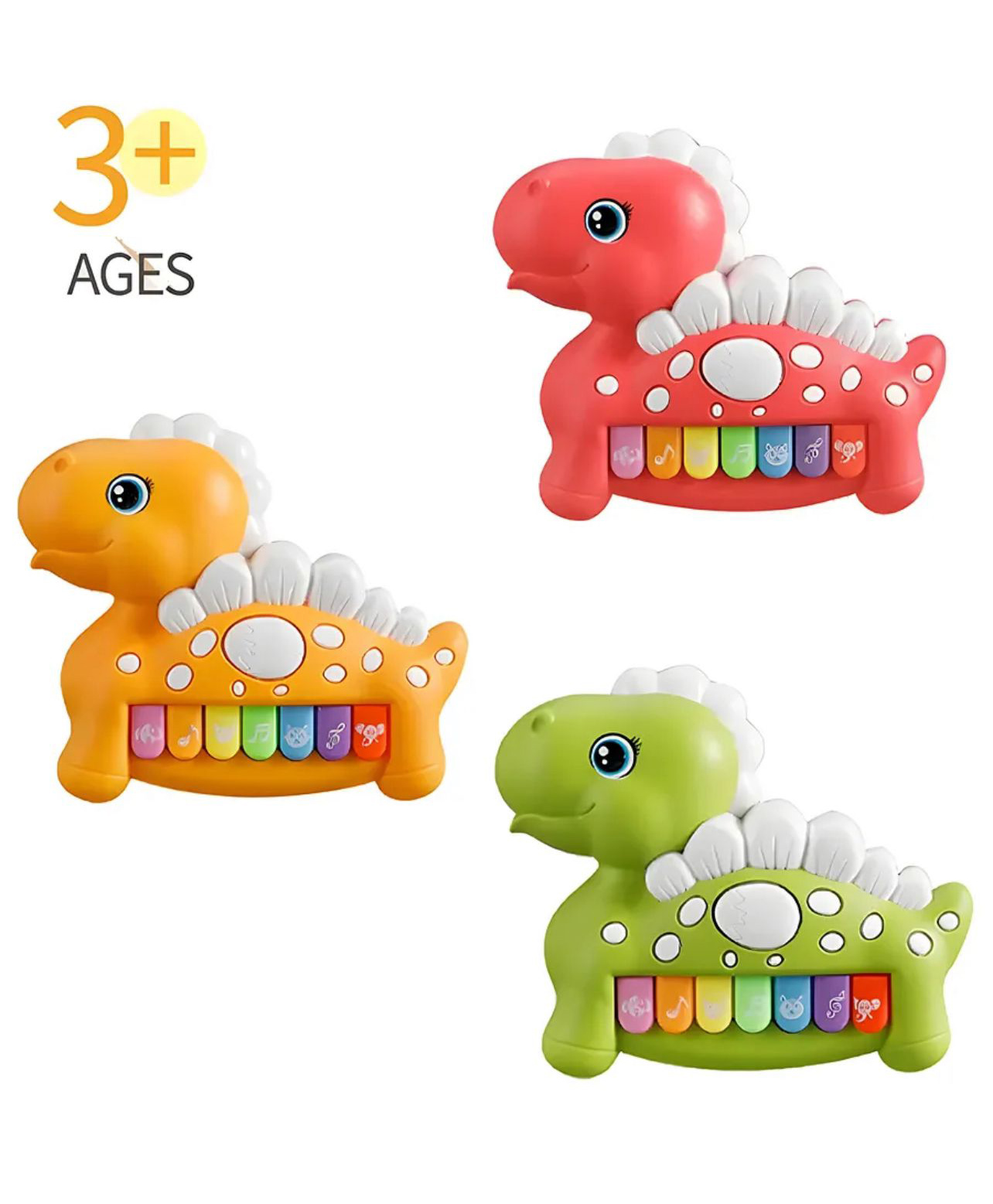 AKN TOYS High-end dinosaur piano toy, fun sounds, safe plastic material for children - Pack of 3 - Color May Vary-picture-8