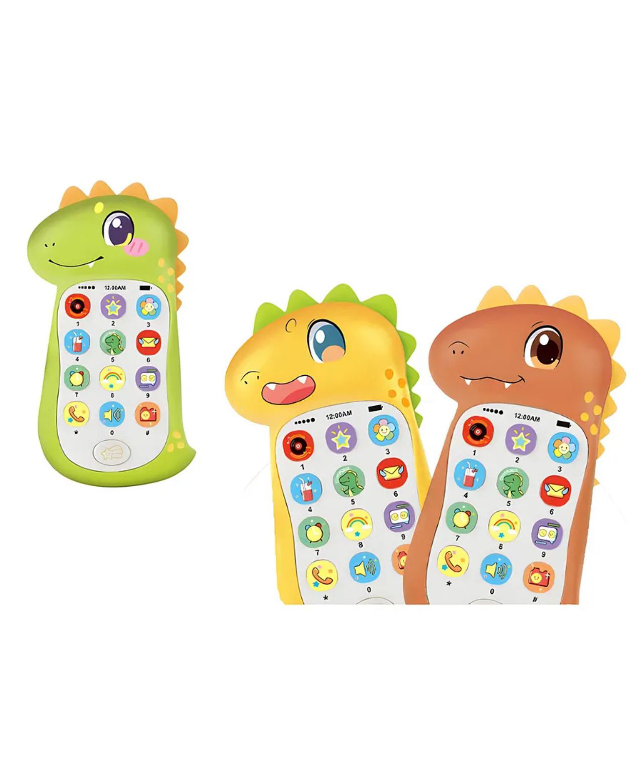 AKN TOYS High Quality Cartoon Cute Dinosaur Educational Mobile Toys Plastic Children Early Learning Musical Phone Toys With Light - Pack of 1 - Color May Vary-picture-5