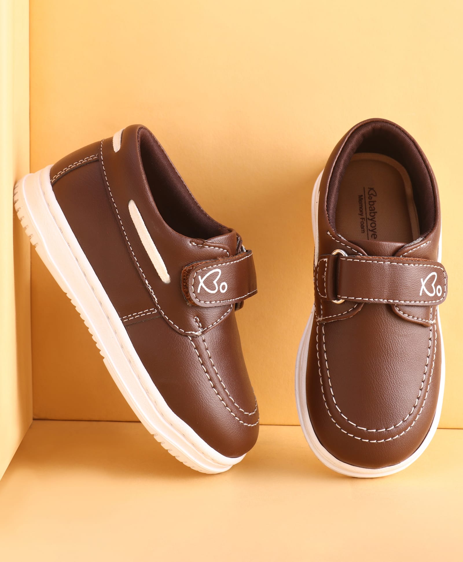 Babyoye Velcro Closer Formal Shoes - Brown-picture-39