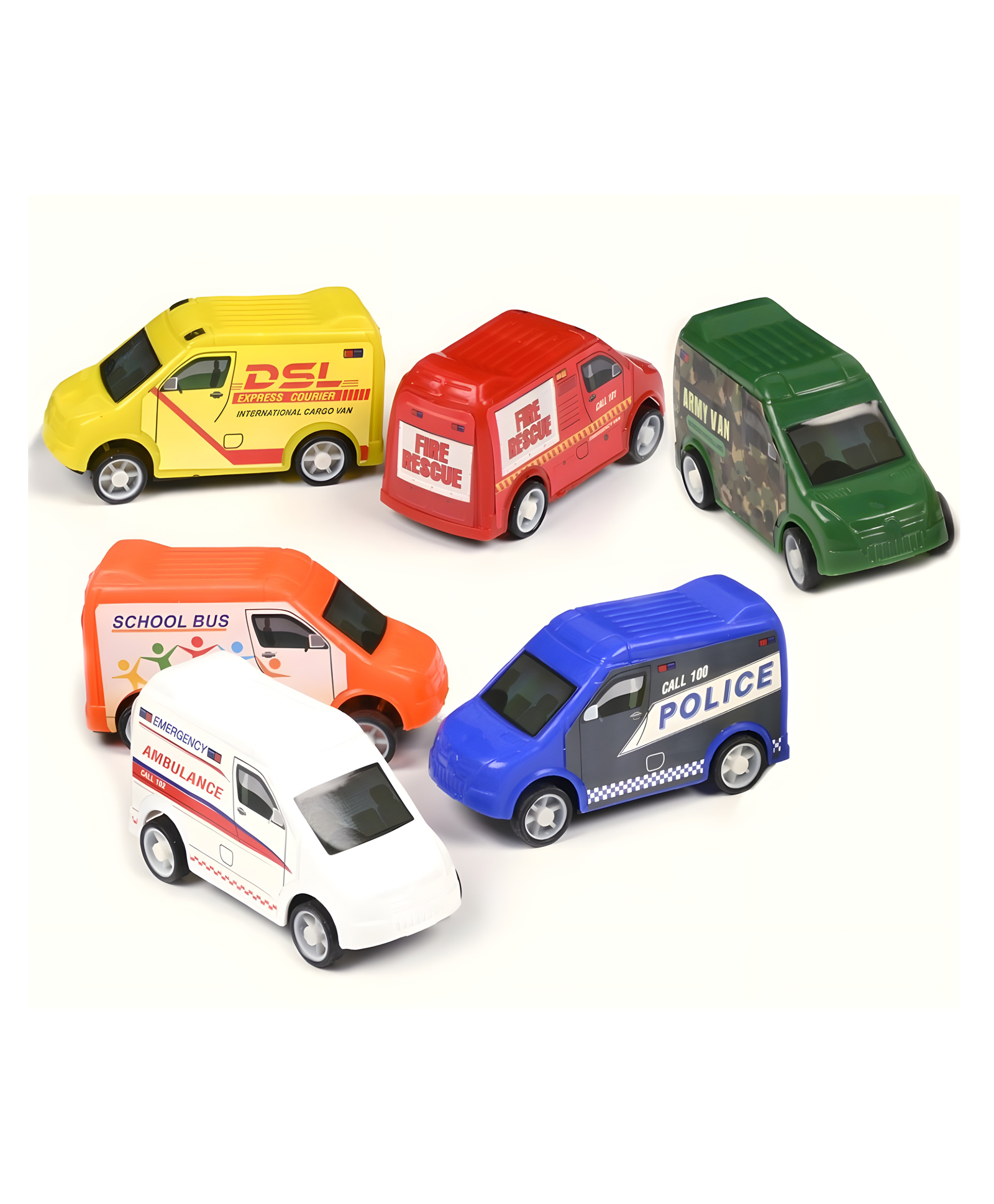 YAMAMA Pull Back Cars Toy Lifeline Van Toys For Kids Emergency Vehicle Toys for Kids Smoother And Speedier Cartoon Toy Vehicles Pull Back , Vans With Ambulance Vehicle Police Vehicle(6 Pcs - Multicolor)-image-40