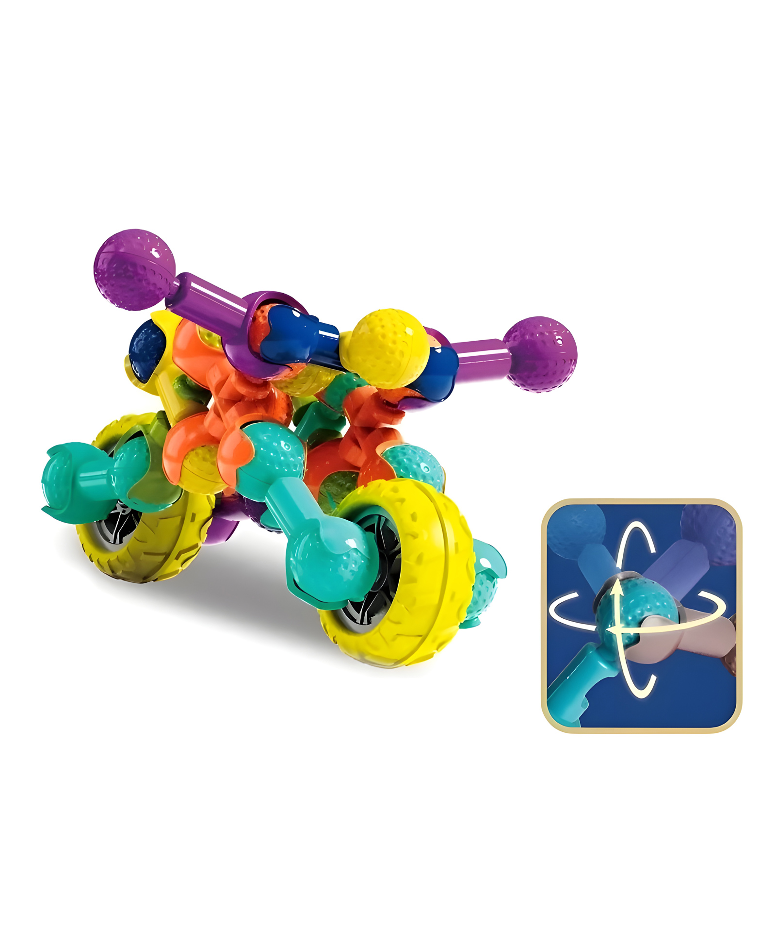 YAMAMA Building Blocks Motorcycle DIY Blocks Toys For Kids Building Kit STEM Toys Skeleton Set Building Blocks Educational Construction DIY Learning Set Assembled Blocks Bricks Toys For Children 360 Degree Rotation Blocks 21 Pcs - Multicolor-image-5