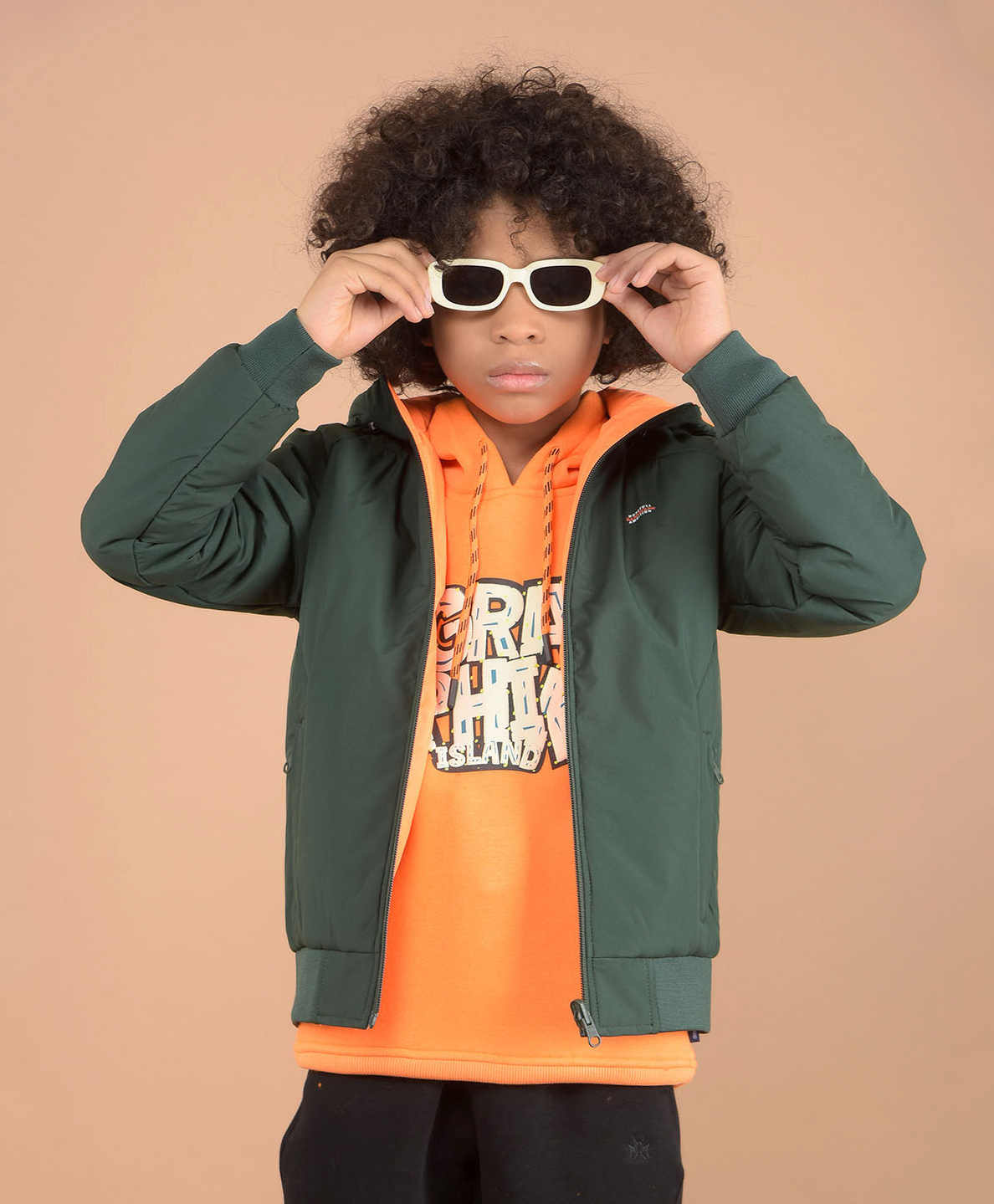 CRIMSOUNE CLUB Full Sleeves Solid & Hopeful Text Printed Reversible Hooded Quilted Jacket - Green-picture-34