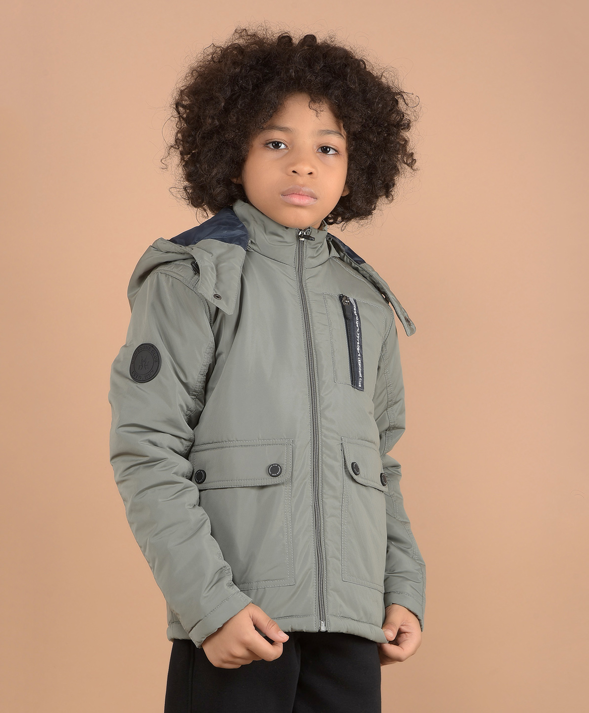 CRIMSOUNE CLUB Full Sleeves Solid Pocket Detailed Hooded Quilted Jacket - Grey-image-22