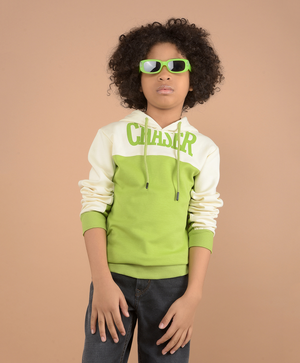 CRIMSOUNE CLUB Cotton Full Sleeves Colour Blocked Hooded Sweatshirt - Green-picture-25