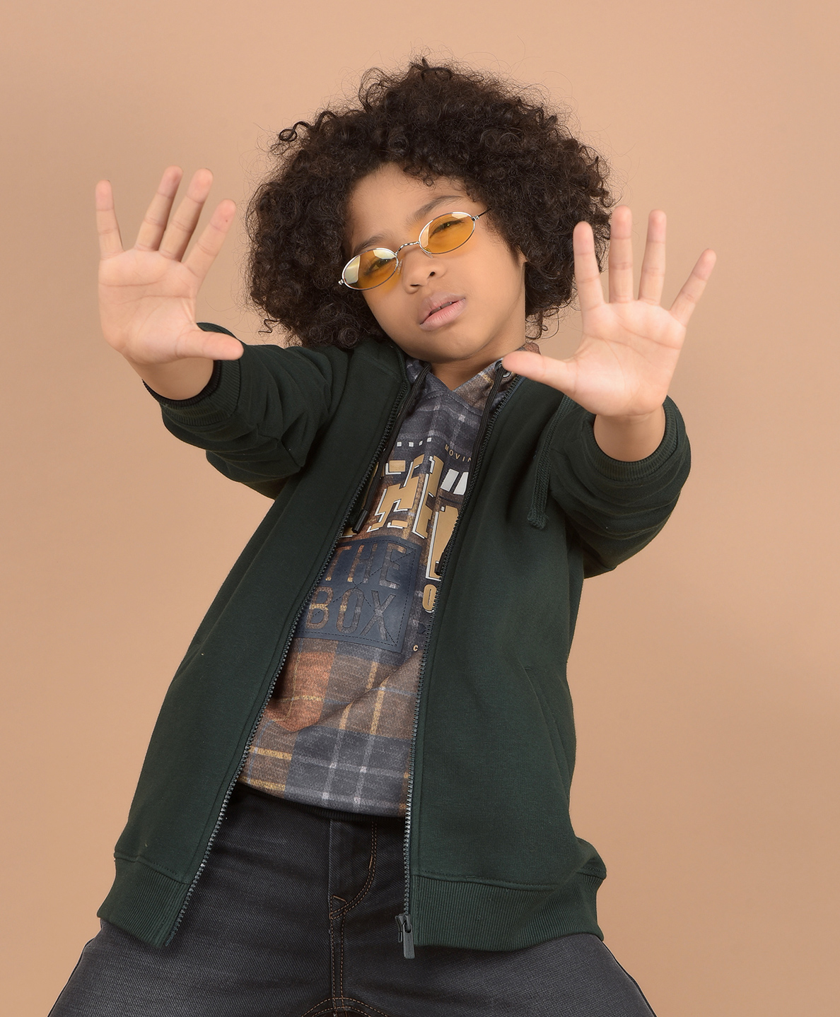 CRIMSOUNE CLUB Cotton Full Sleeves Solid Hooded Sweatshirt - Green-picture-13