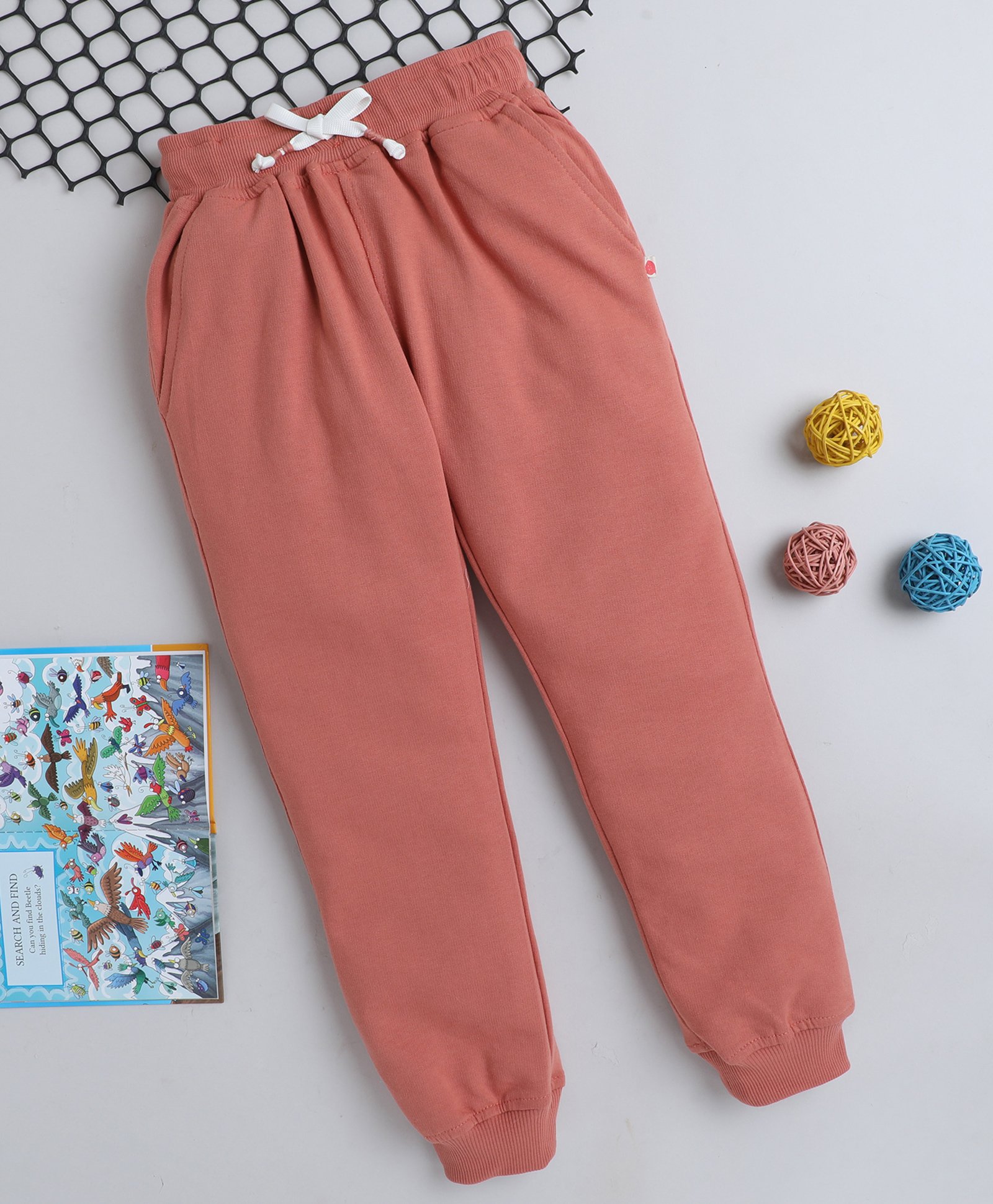 BAATCHEET Knitted Solid Joggers - Peach-image-33