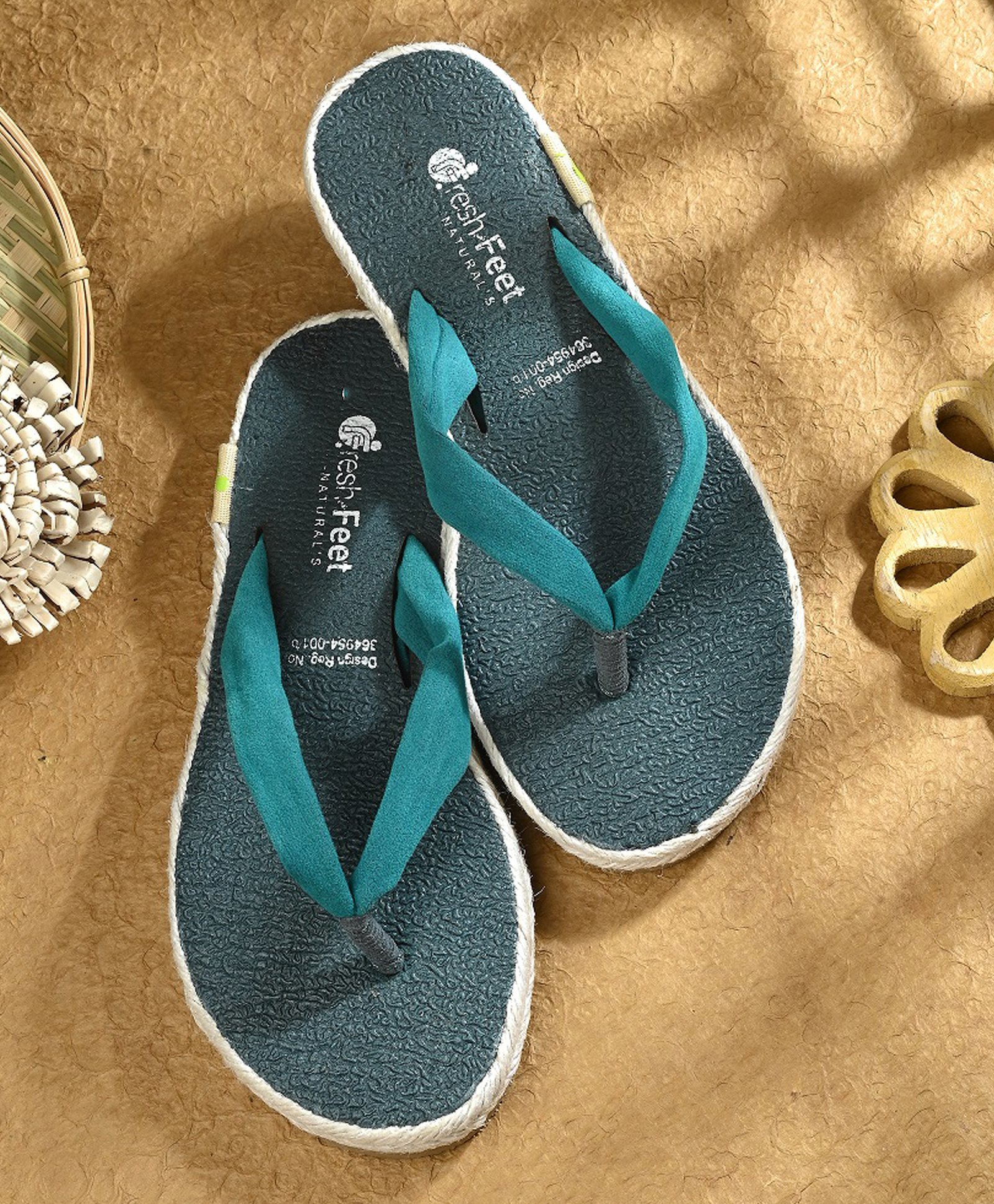 Fresh1947Feet Textured Super Comfortable Flip Flops - Teal Blue-picture-25