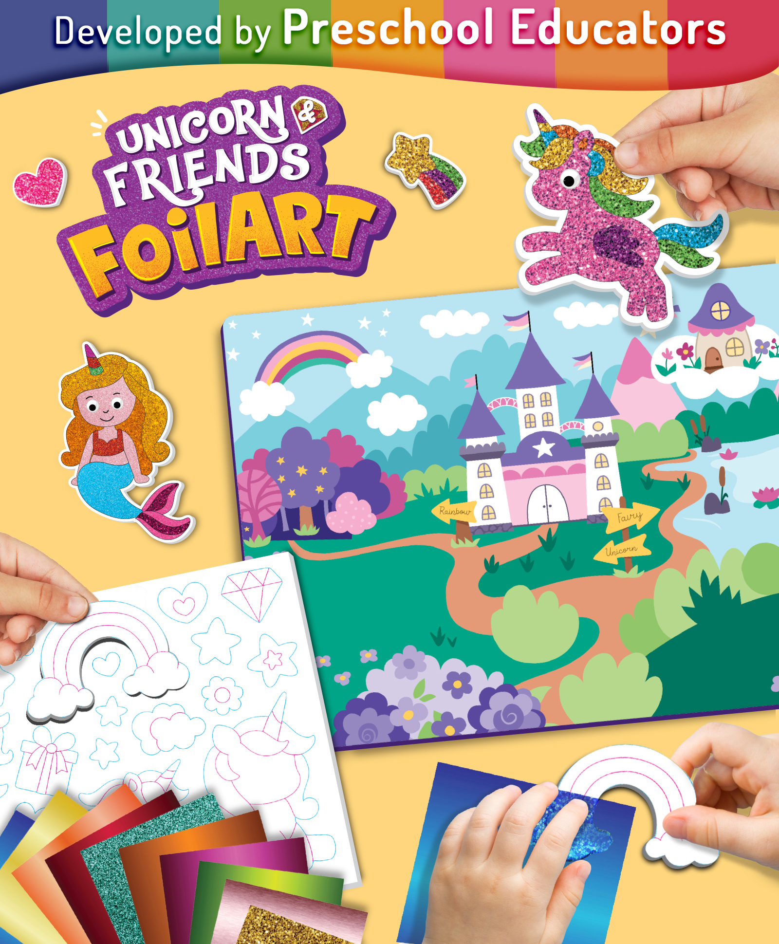 Intelliskills DIY Unicorns & Princesses Foil Art | Mess-Free Card Making Set | Boost Creativity | Fine Motor Skills | For Gifting | Multicoloured | BIS Certified | Educator Recommended