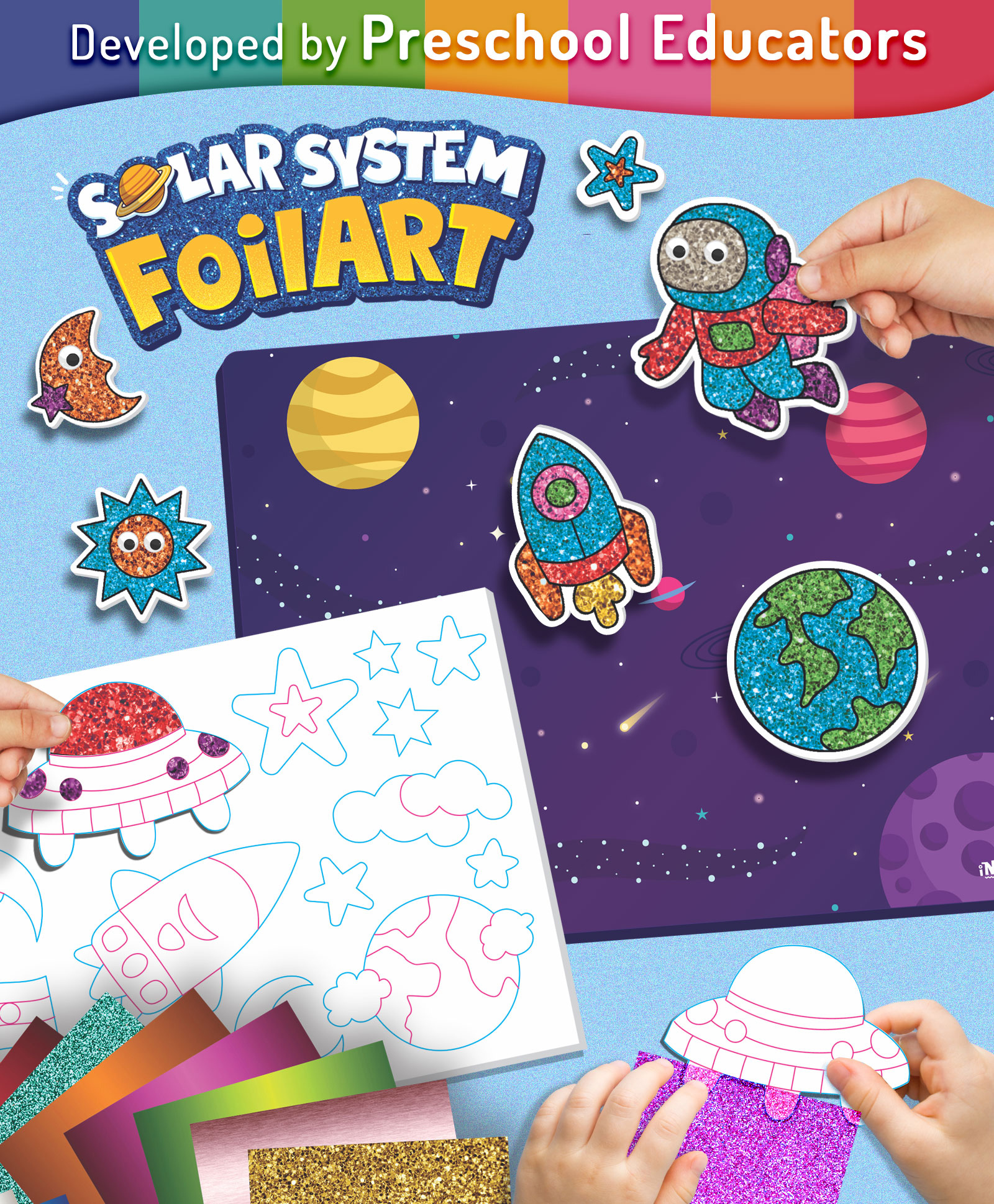 Intelliskills DIY Solar System Foil Art | Mess-Free Card Making Set | Creativity & Imagination Boost | Fine Motor Skills | For Gifting | Multicoloured | BIS Certified | Educator Recommended