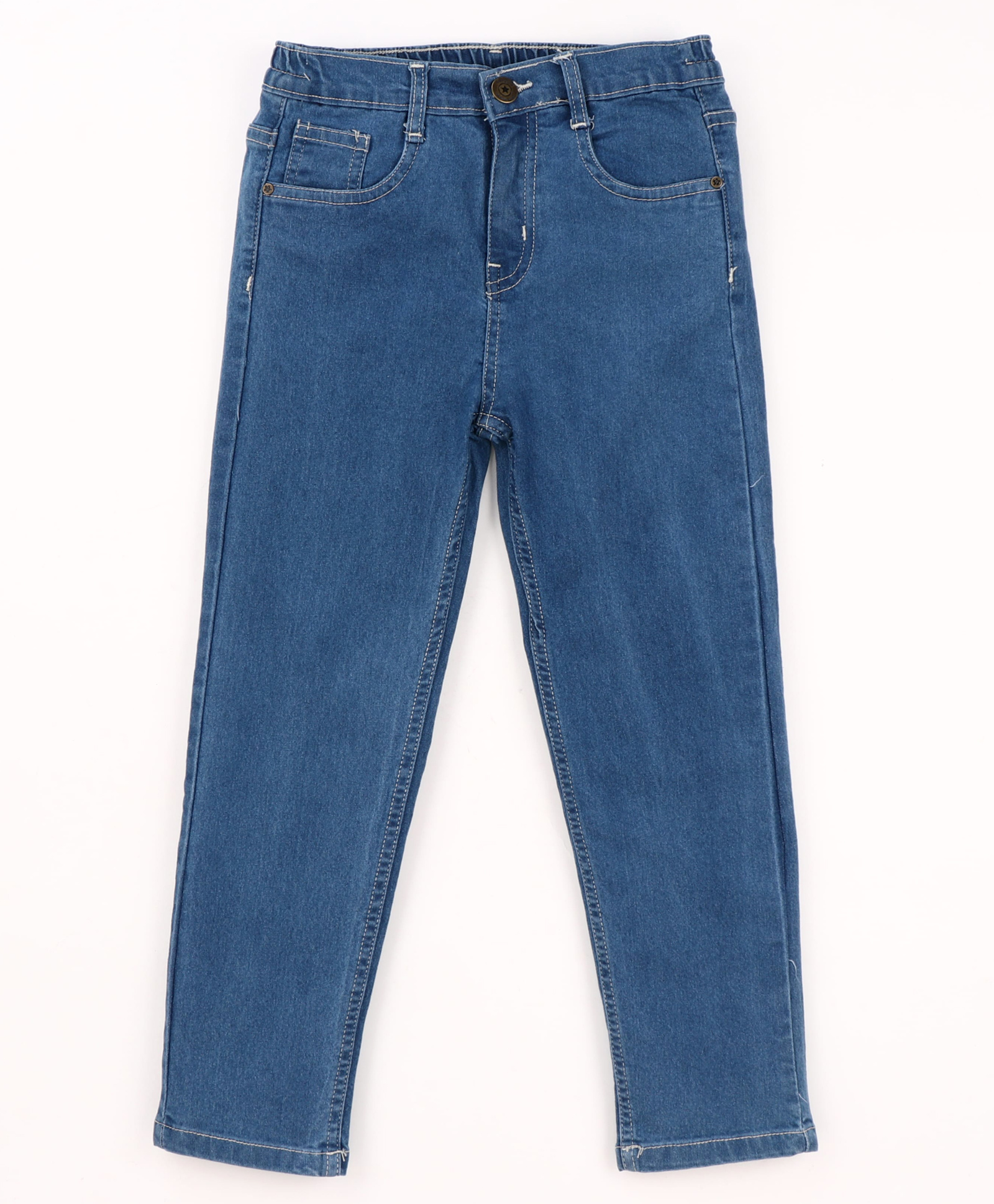 Babyhug Full Length Washed Denim Jeans with Stretch - Navy Blue-picture-15