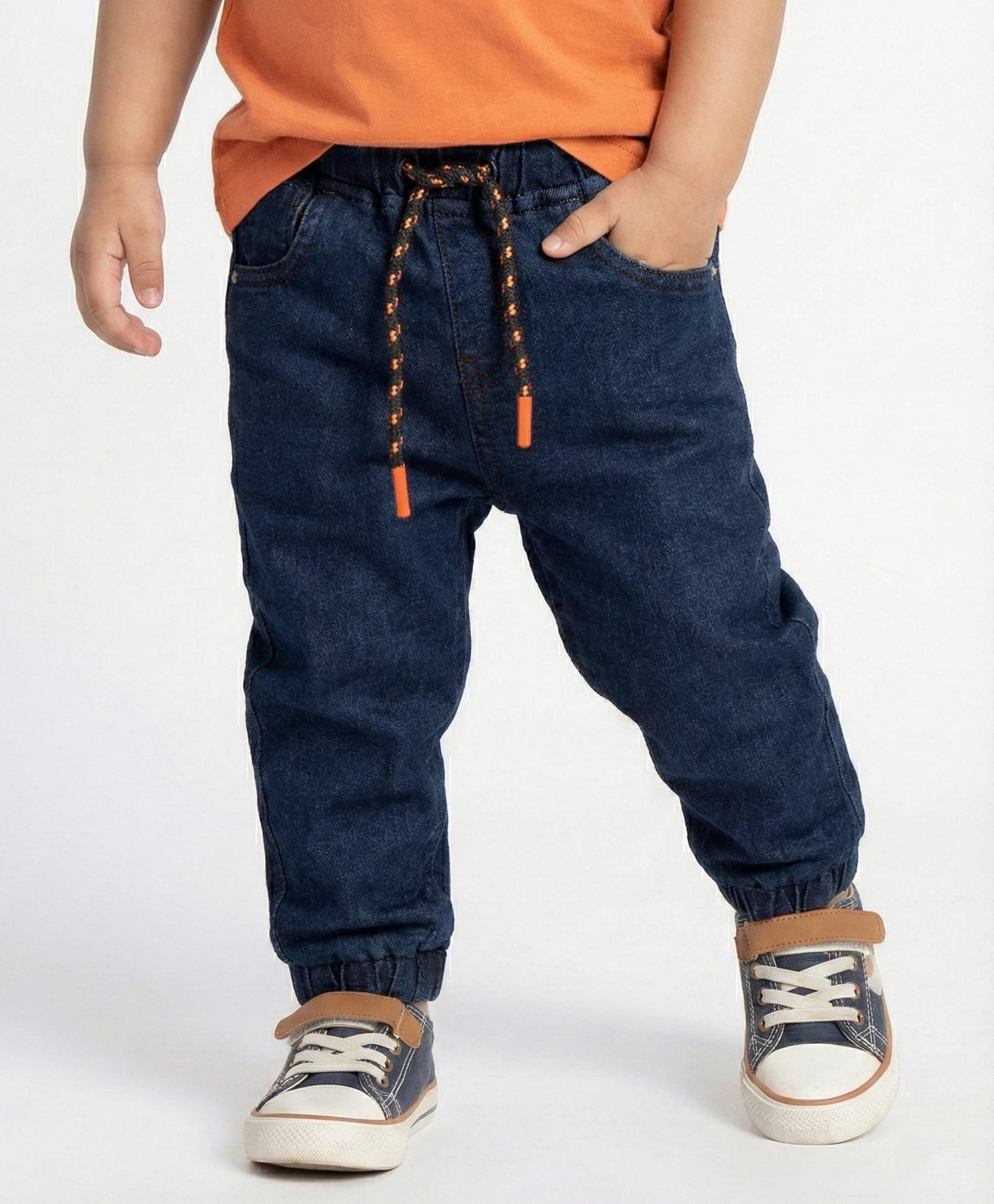 Babyhug Full Length Washed Denim Jeans With Stretch - Navy Blue-picture-24