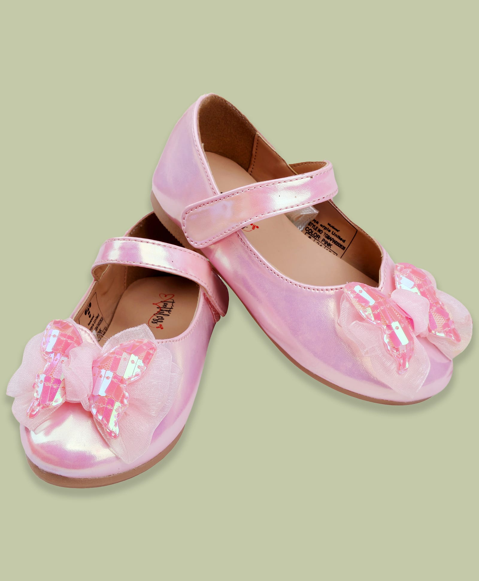 Toothless Bow & Butterfly Applique Detailed Slip On Ballerinas - Pink-picture-26