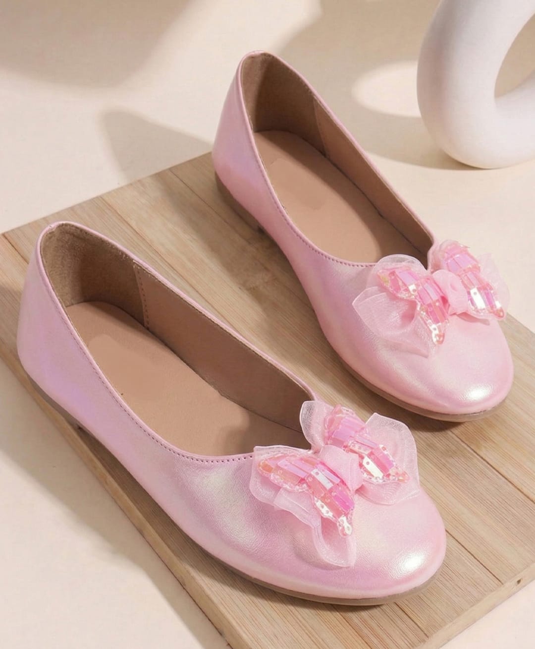 Toothless Bow & Butterfly Applique Detailed Slip On Ballerinas - Pink-picture-26