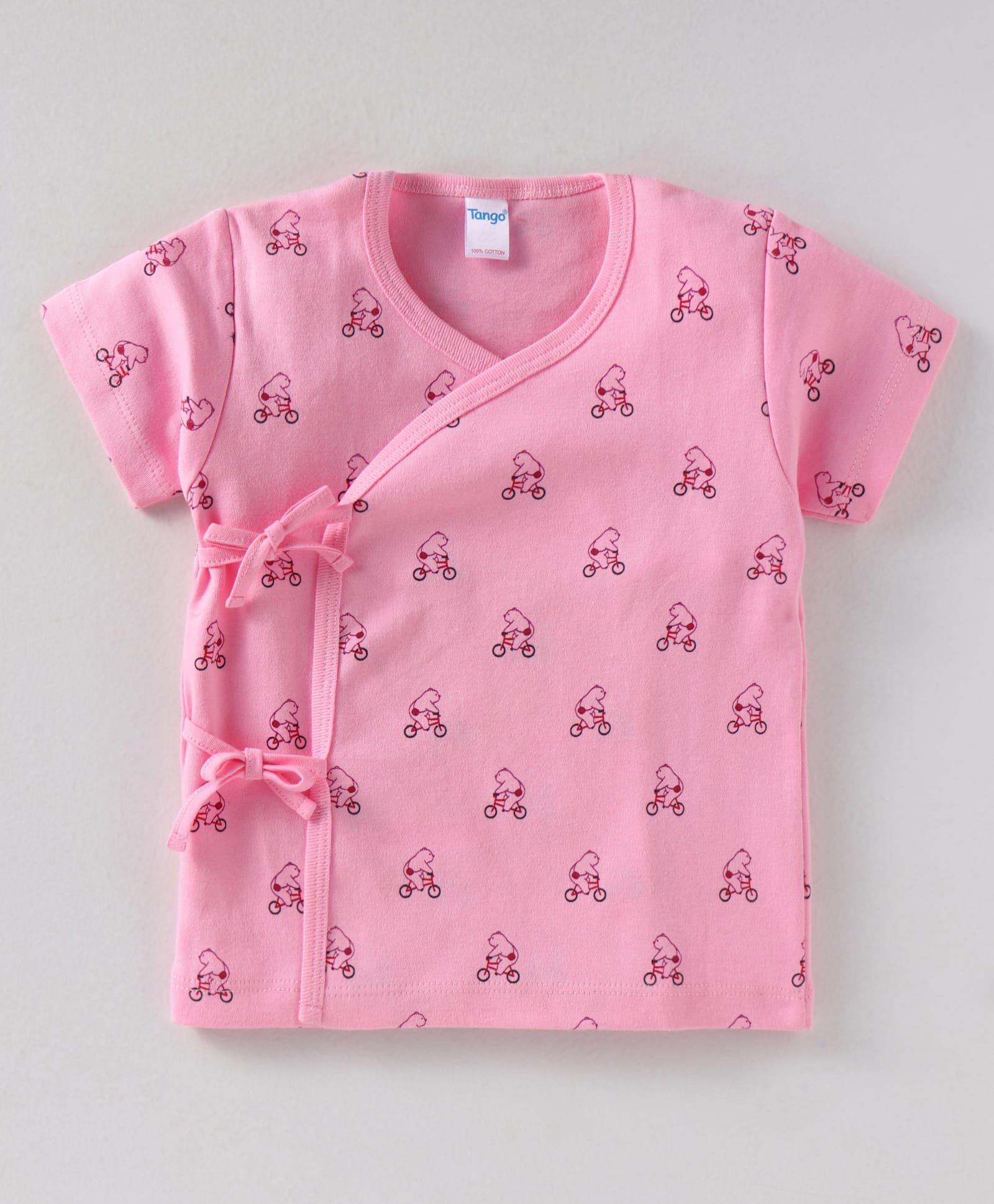 Tango Interlock Knit Half Sleeves Jhabla with Bear Print - Pink-image-8