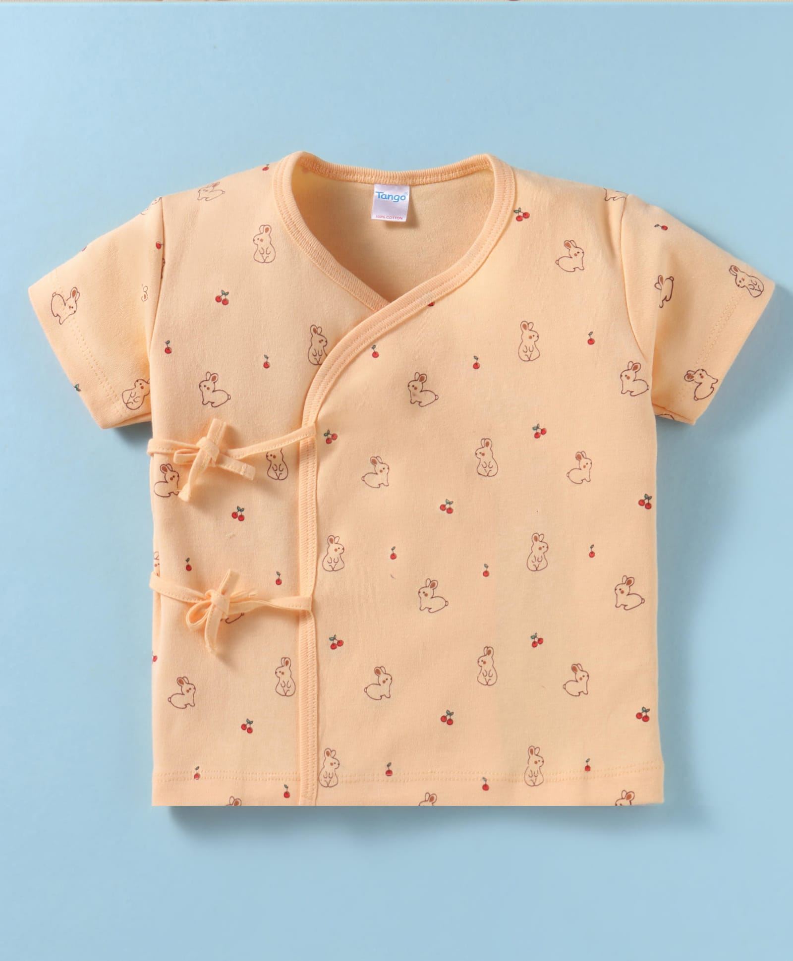Tango Interlock Knit Half Sleeves Jhabla with Bunny Print - Peach-picture-20