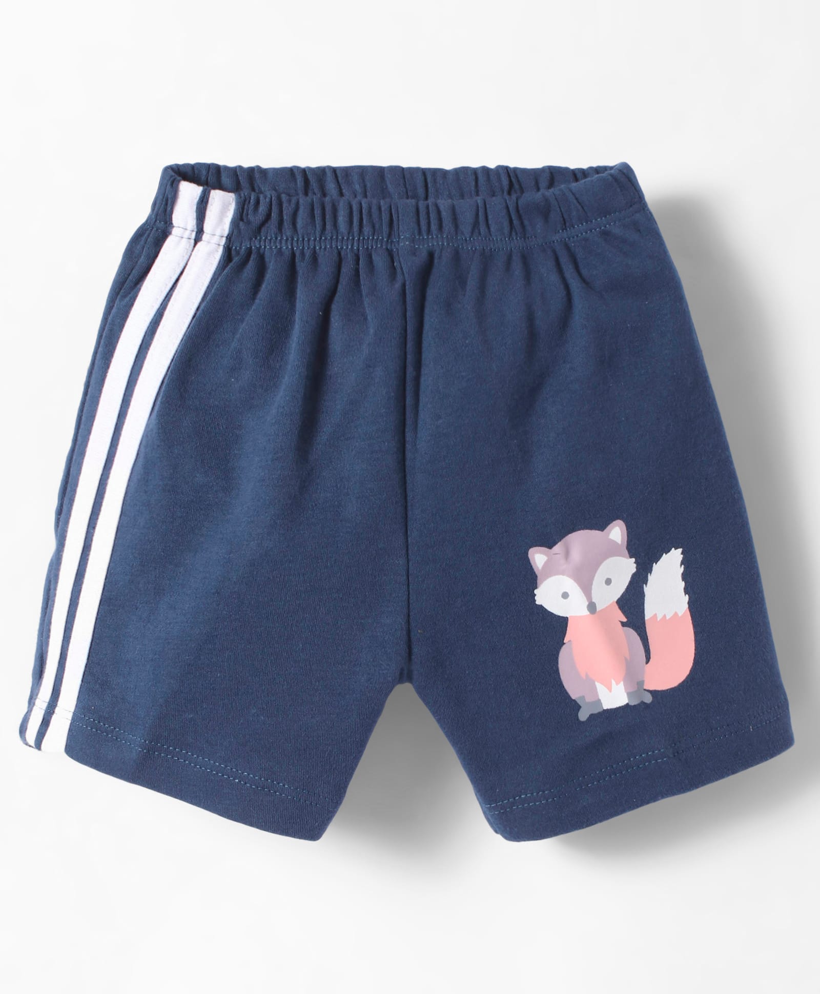 Tango Interlock Knit Knee Length Shorts with Fox Print - Navy Blue-picture-13