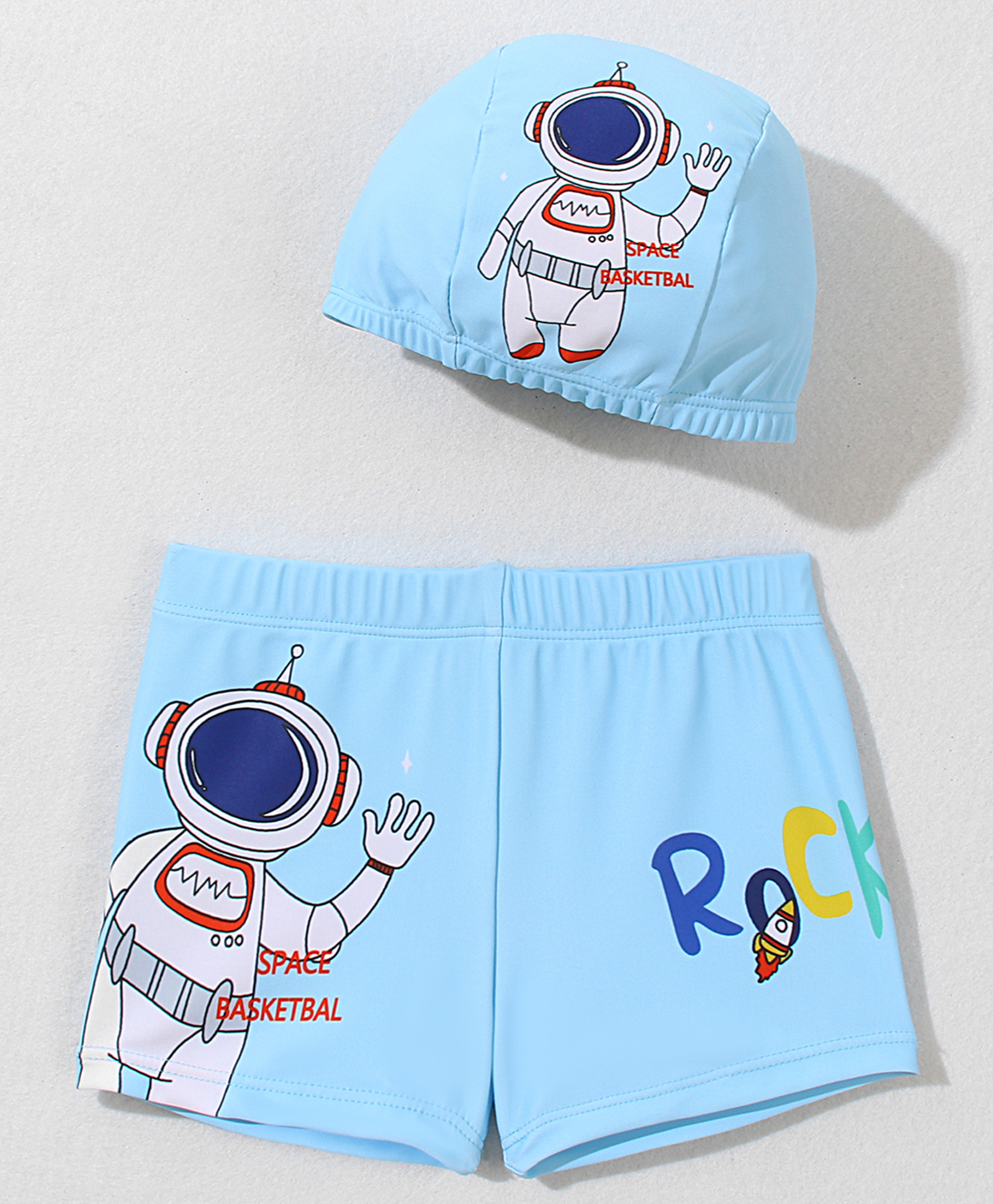 Mark & Mia Swimming Trunk with Cap AstronautPrint -Light Blue-image-48