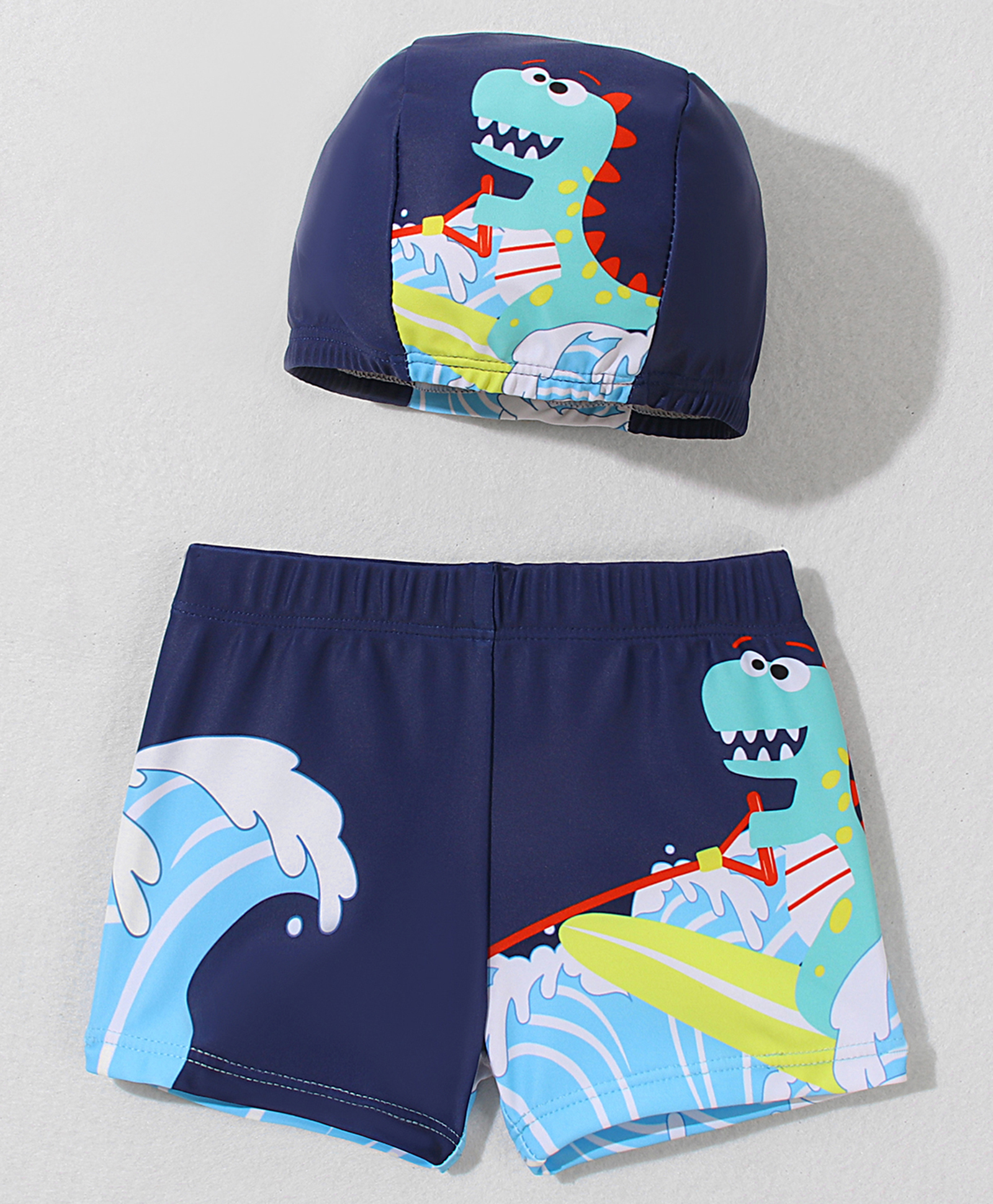 Babyhug Swimming Trunk with Cap Dino Print - Navy Blue-image-45
