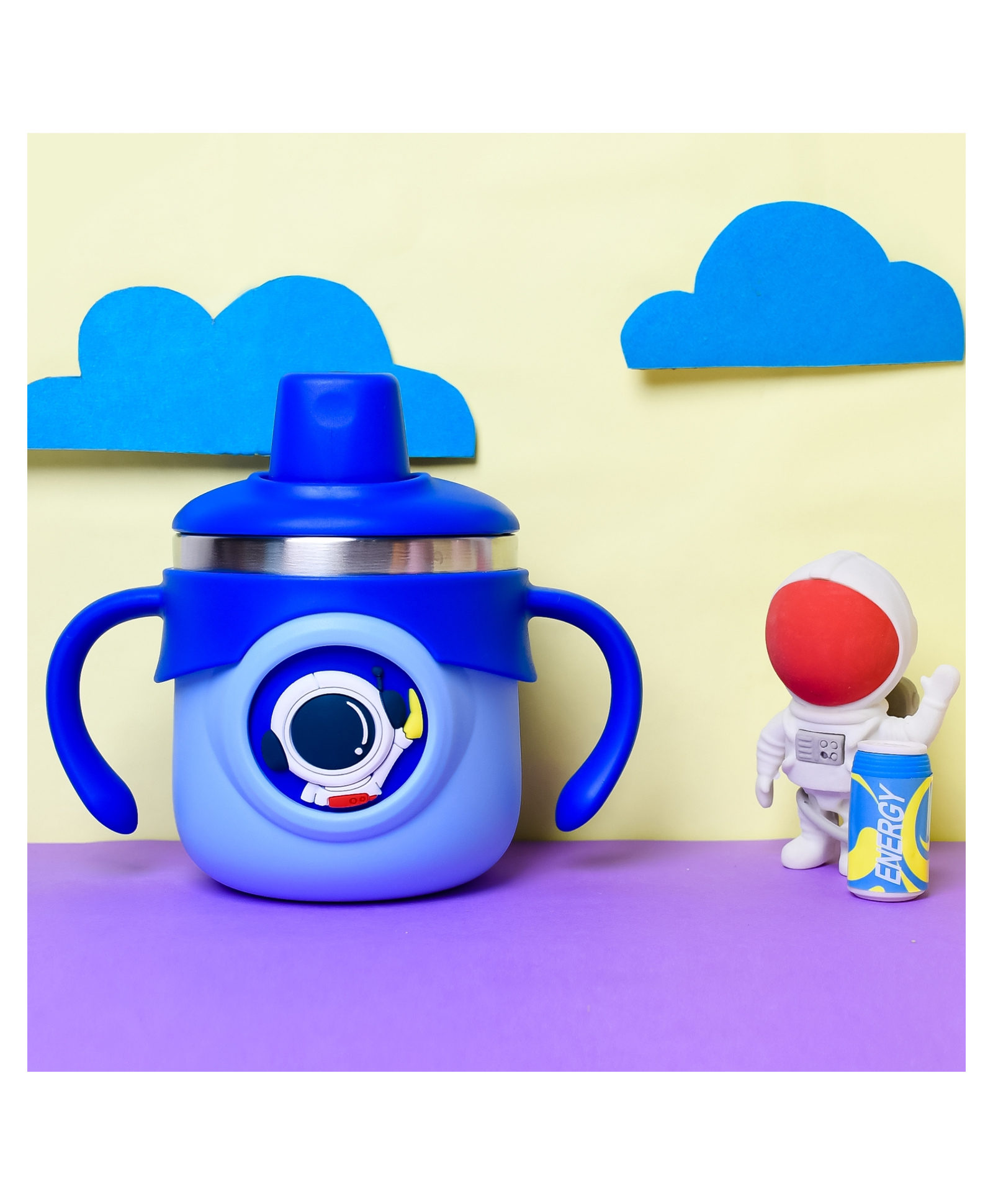 THE LITTLE LOOKERS Stainless Steel Insulated Hot & Cold Sipper Bottle for Kids/Double Wall & Vacuuming/Sipper Cups with Straw/Travelling Water Bottle for Kids with Straw (260ml) - Royal Blue