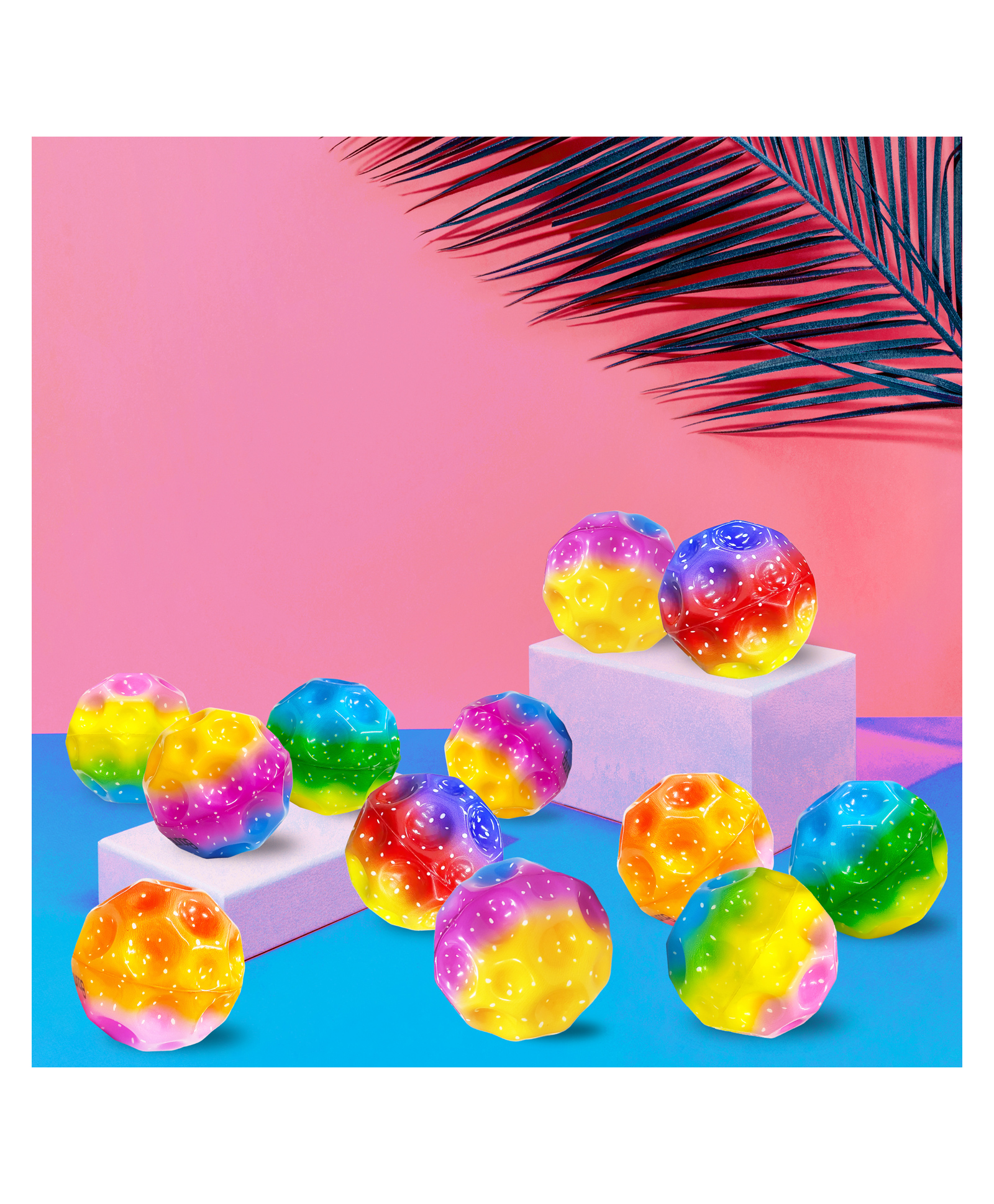 VGRASSP Super Bouncy Soft Foam Ball Toy For Kids With High Bounce, Textured Grip - Fun And Interactive Rubber Moon Ball With Craters - Color As Per Stock - (Pack of 12)-image-25
