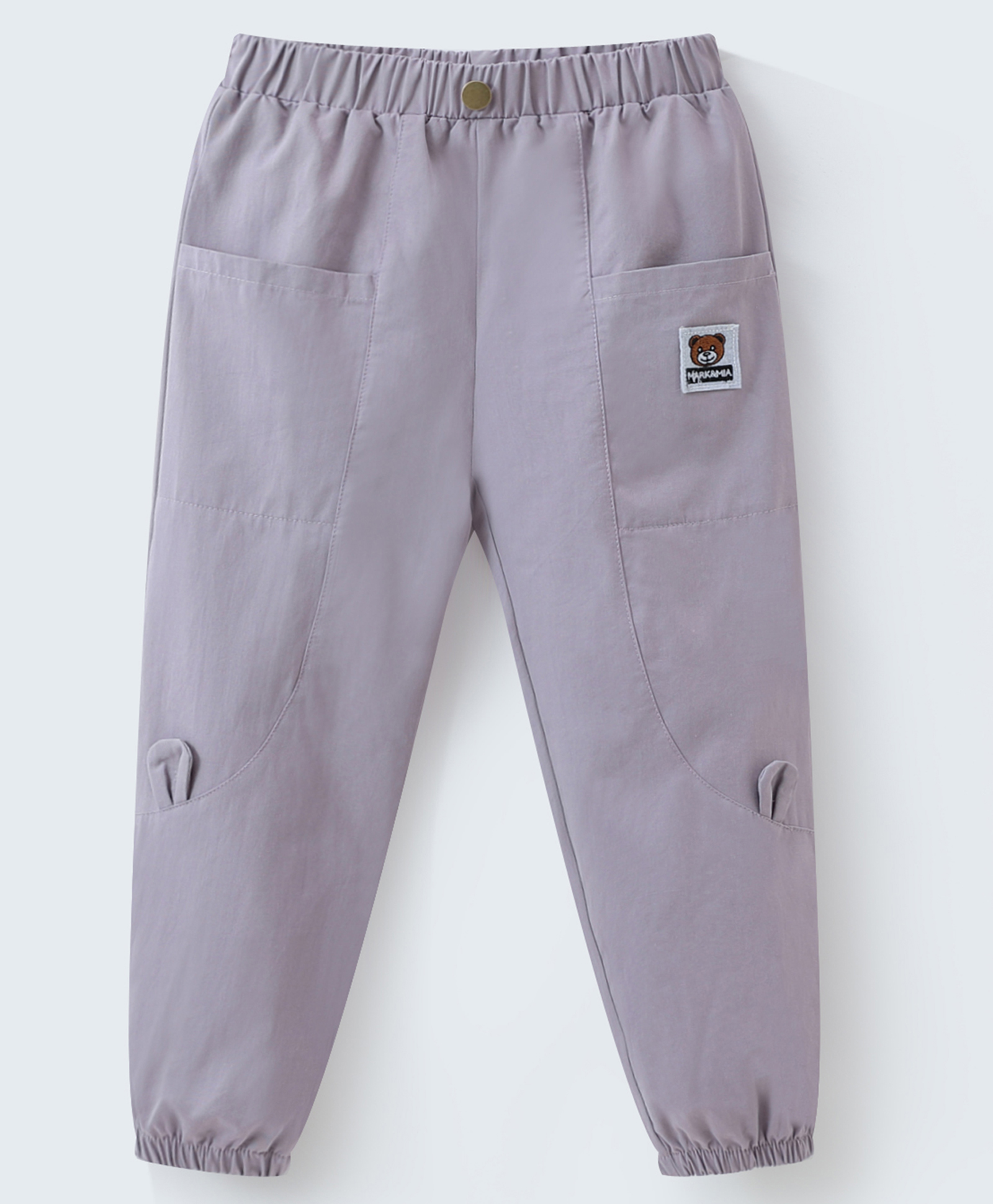 Mark & Mia Cotton Full Length Cut & Sew Trouser with Bear Patch - Grey-picture-30