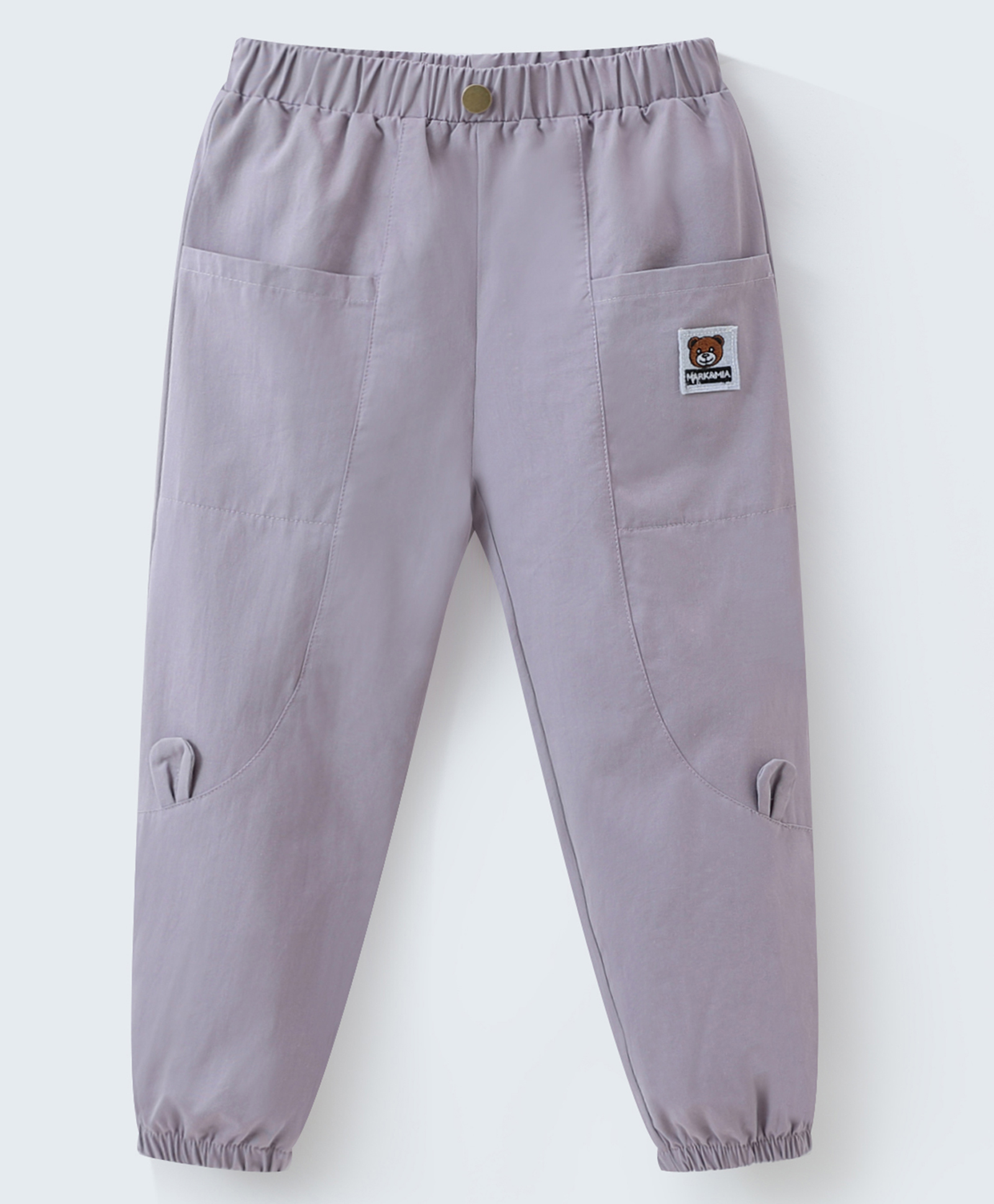 Mark & Mia Cotton Full Length Cut & Sew Trouser with Bear Patch - Grey-picture-33
