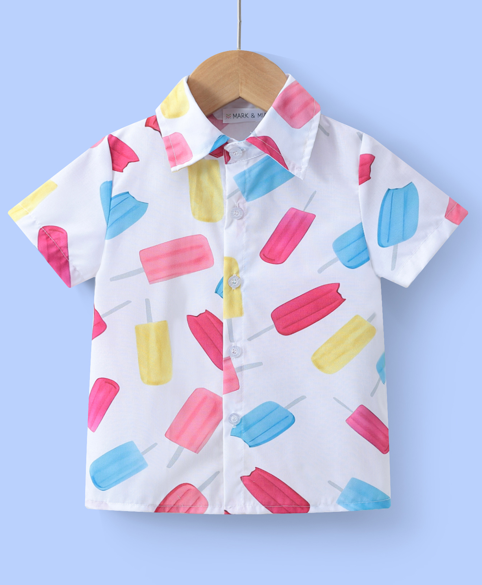 Mark & Mia Half Sleeves Shirt with Popsicle Print - White-picture-24