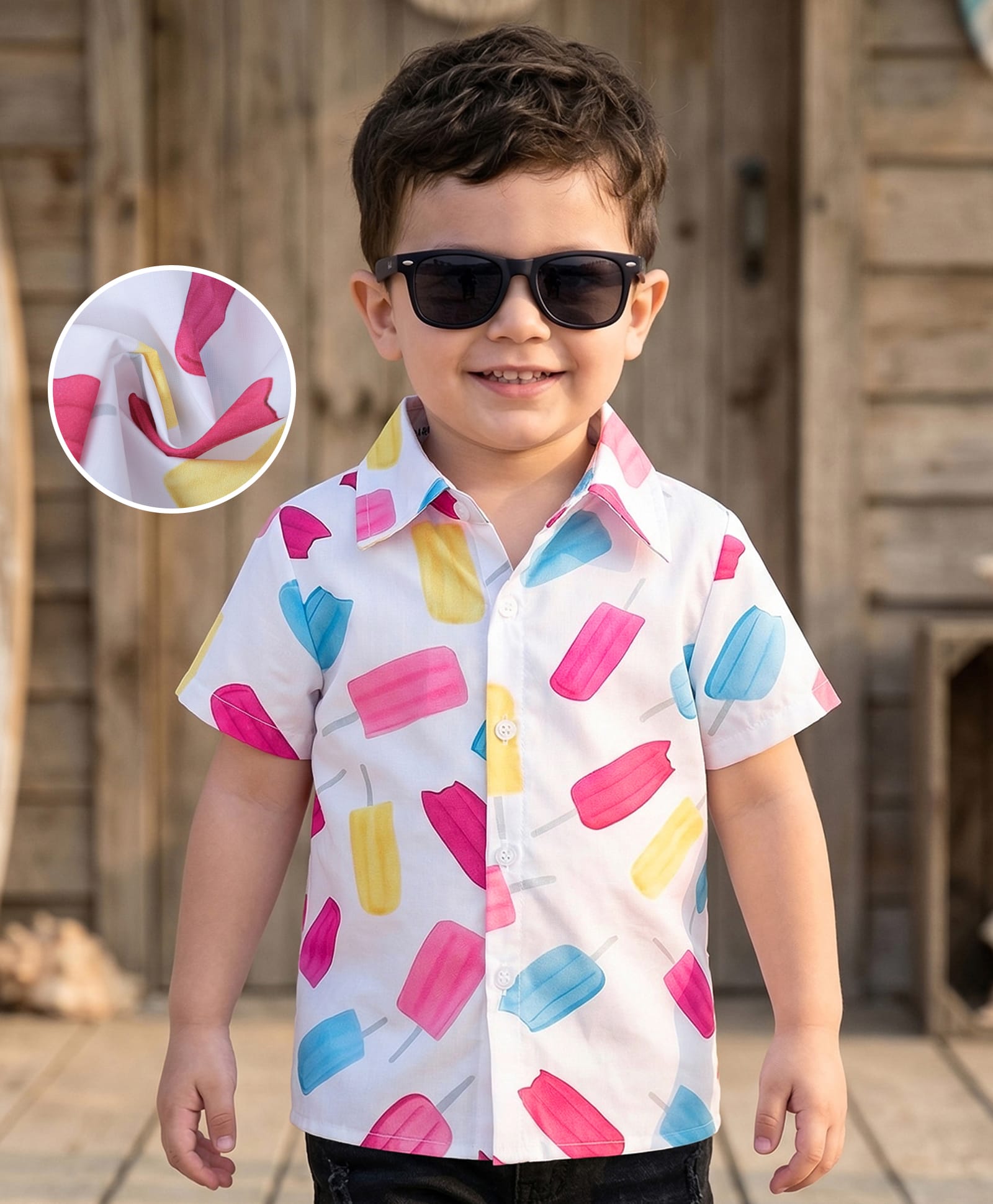 Mark & Mia Half Sleeves Shirt with Popsicle Print - White-image-20