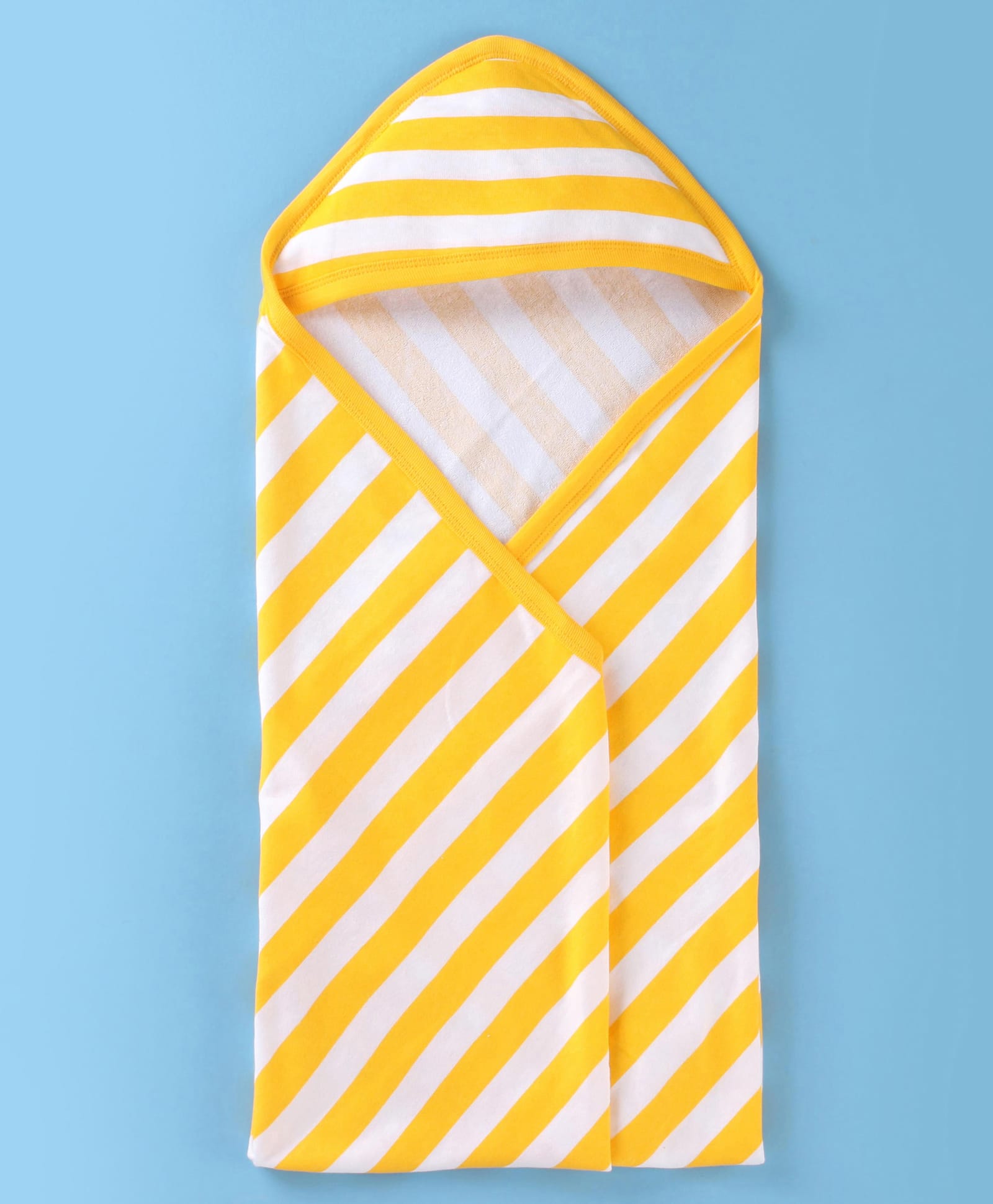 Babyhug Terry Woven Hooded Wrapper withStripes L 76 x B 76 cm - Yellow-image-36