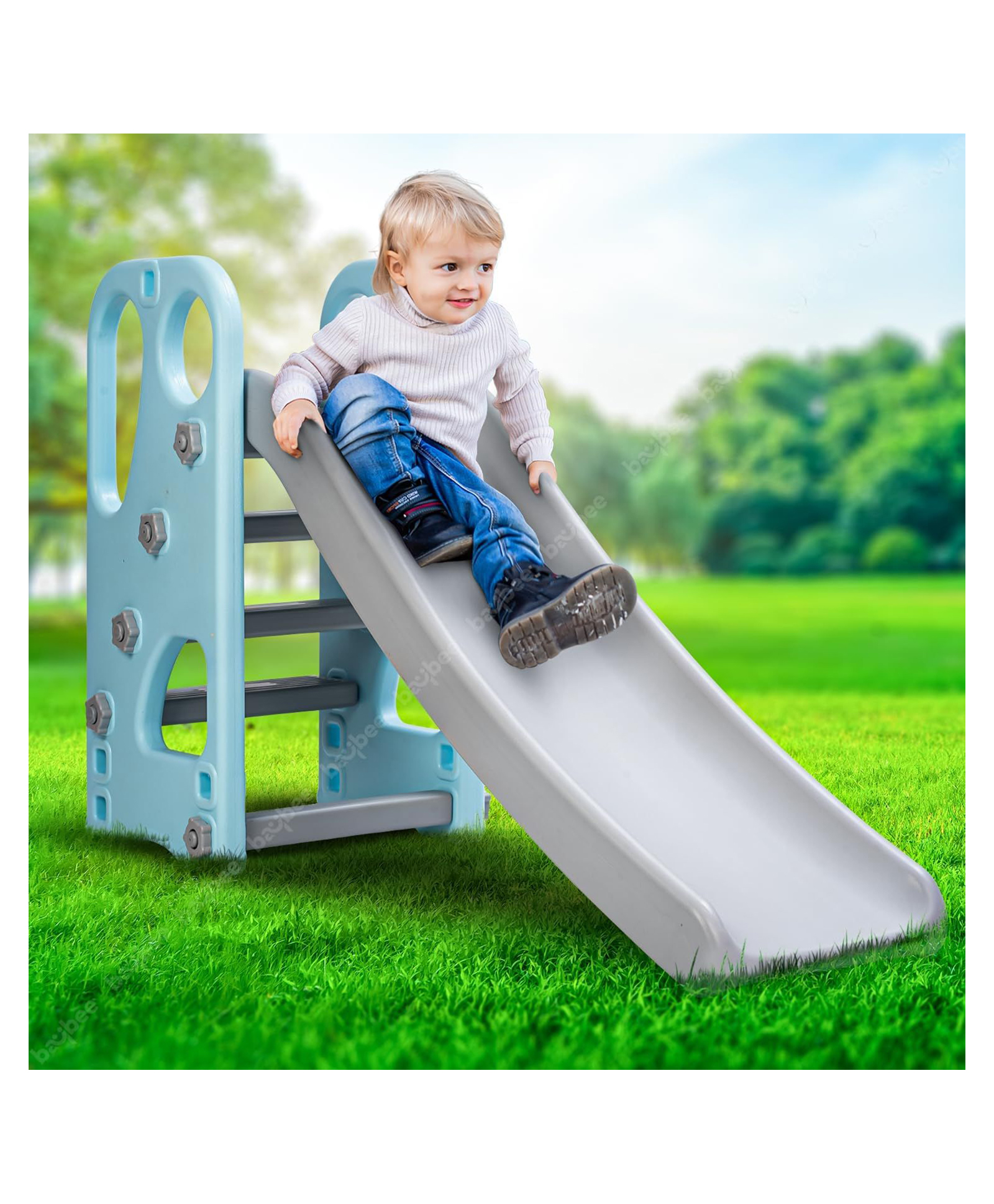 Baybee Sliders for Kids, Foldable Garden Kids Slides with Basketball | Preschool Kids Play Area Indoor & Outdoor Toys for Kids-image-13