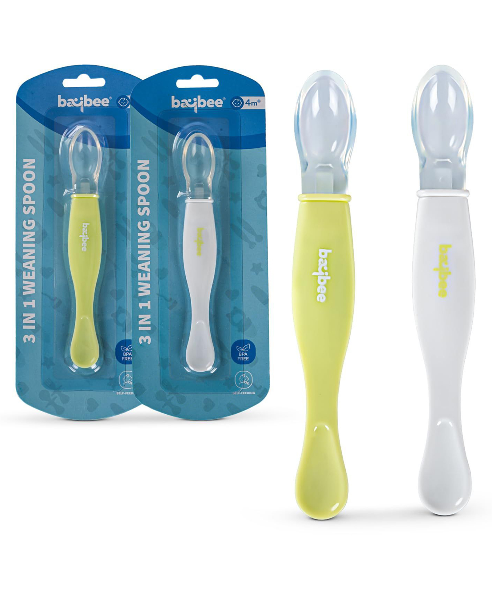 Baybee Ultra Soft Baby Weaning Spoon Set for Baby Feeding, Non Toxic BPA Free Baby Training Feeding Spoon, Easy Grip Handle | Baby Feeding Spoons | Feeding Spoon Set for Kids Toddlers (Pack of 2)-image-23