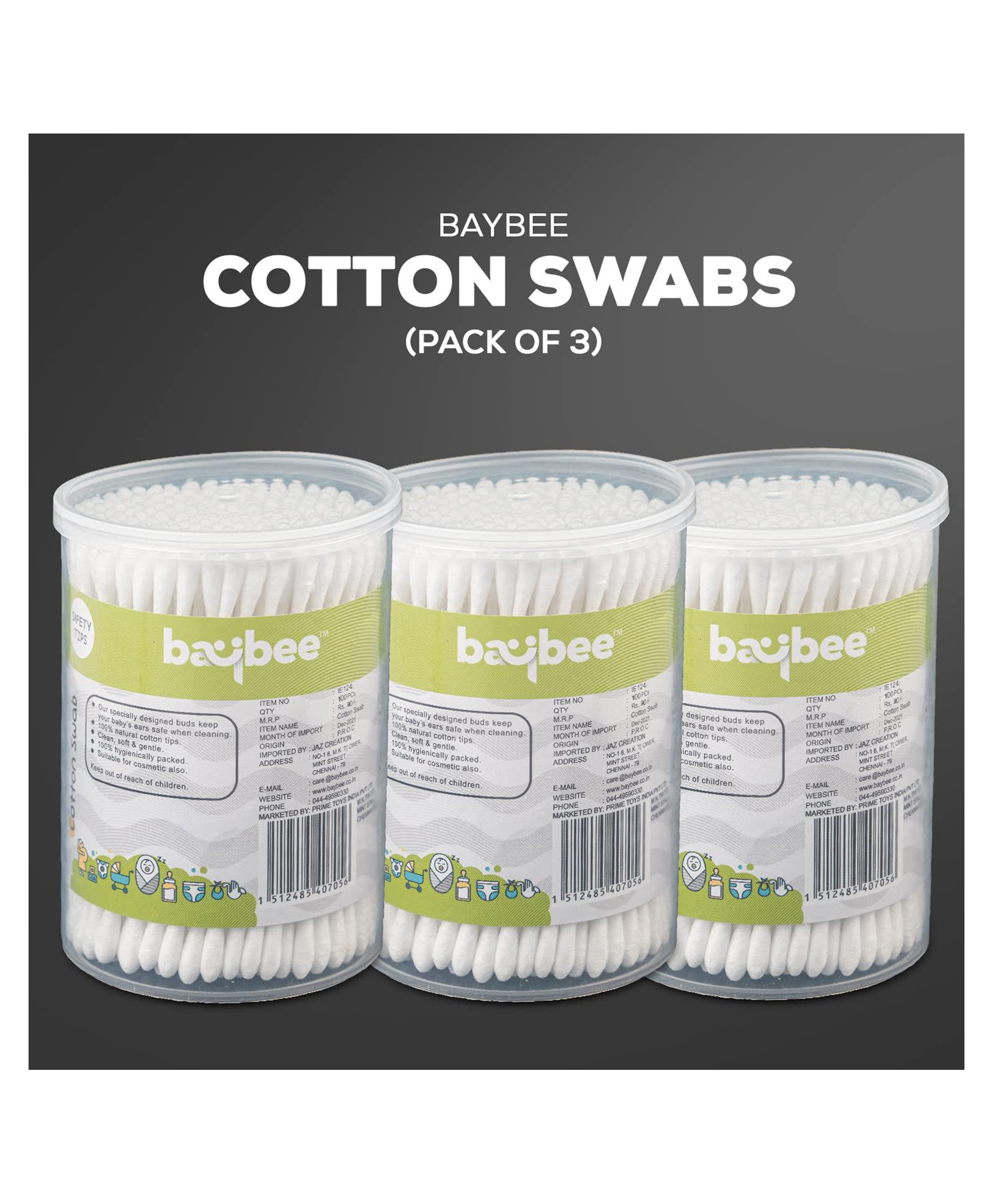 Baybee 300 Pcs Baby Cotton Swab Ear Buds Cleaner, Made of Paper Stem, Safe & Hygienic for Babies, Biodegradable | Soft Cotton Buds, Ear Cleaning Buds | Ear Buds Cleaner for Babies (Pack of 3)-image-10