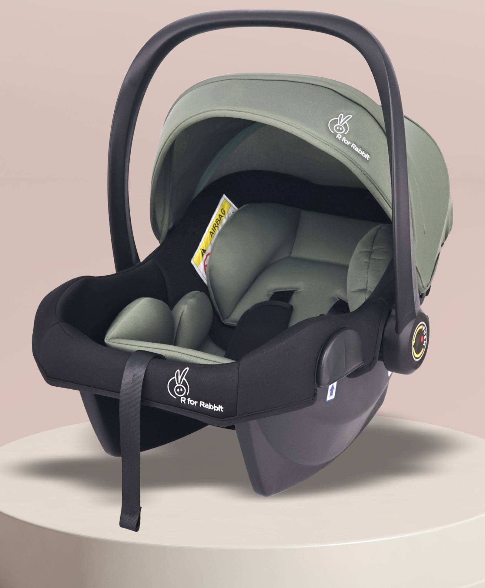 R for Rabbit Picaboo NXG Carry Cot - Dark Green & Black