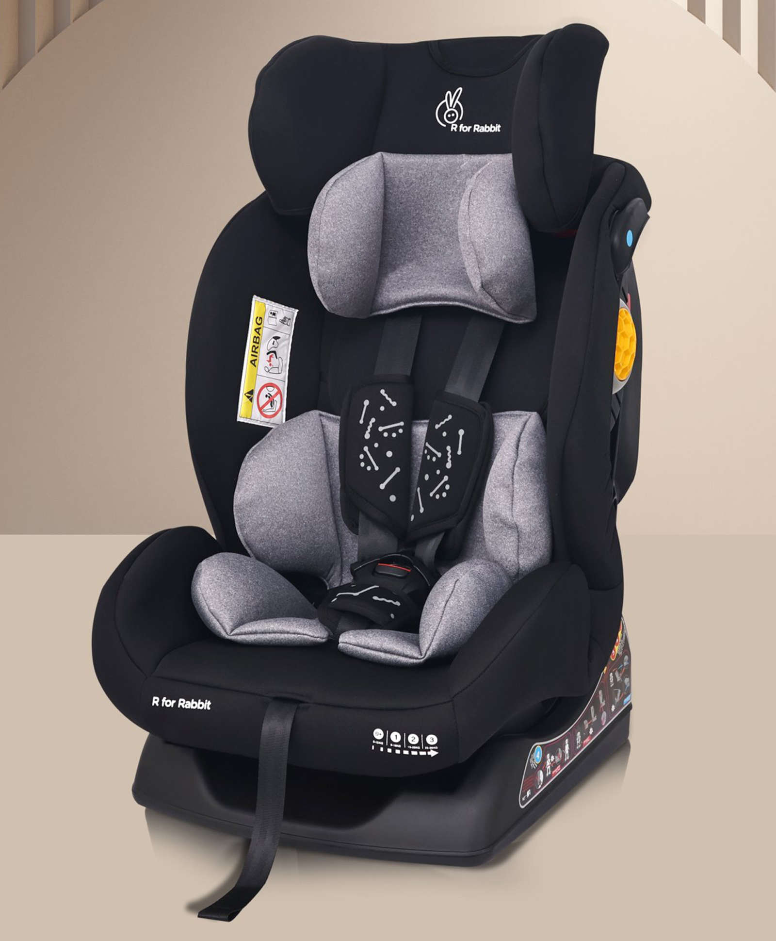R For Rabbit Jack N Jill NXG Car Seat - Black & Grey