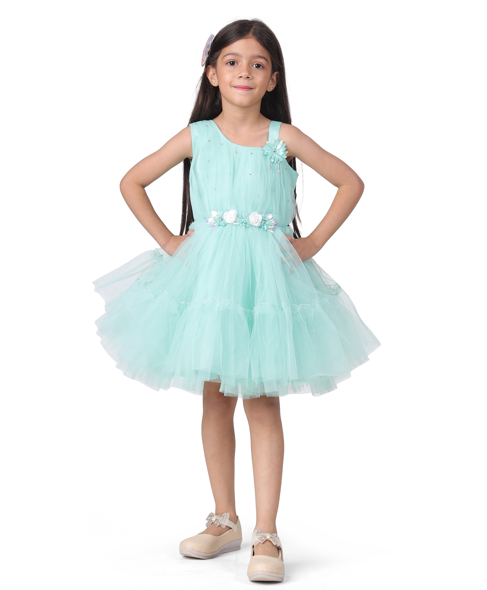 Itsmycostume Fairy Theme Sleeveless Floral Applique Detailed Butterfly Costume - Green-image-16