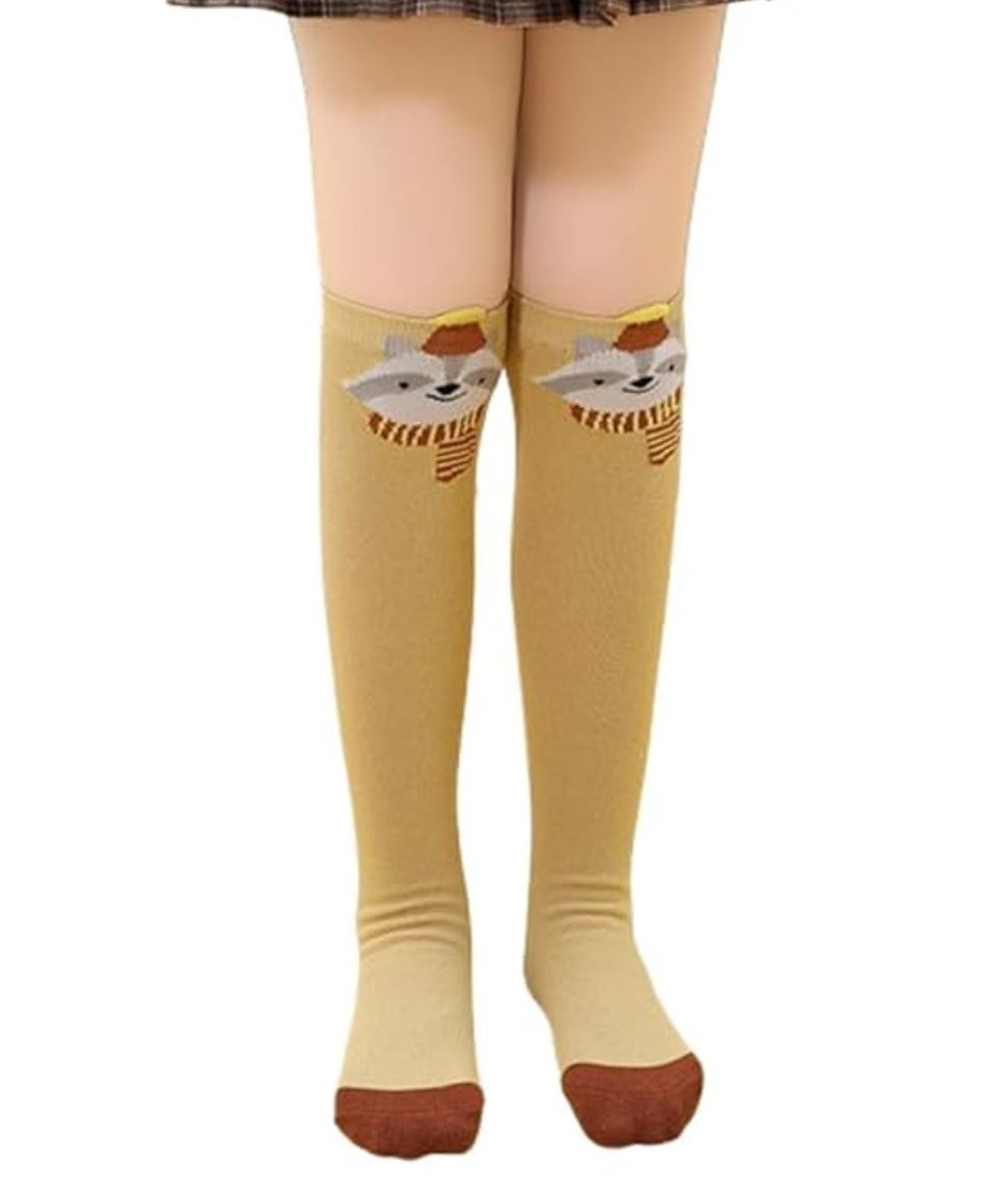 MOMISY Cotton Blend Animal Designed Knee Length Socks - Light Brown-image-30