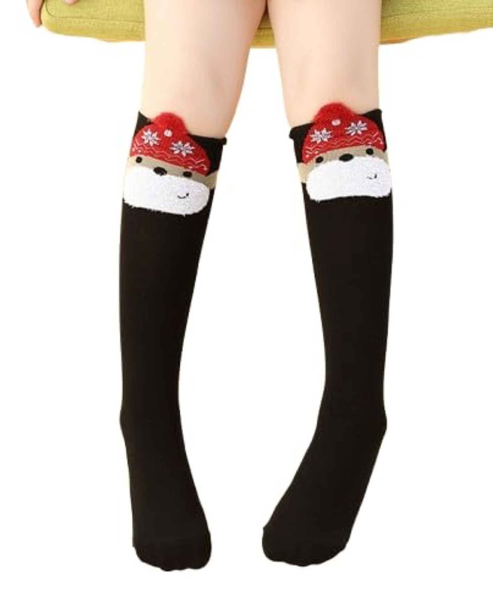 MOMISY Bear Designed Knee Socks - Black-image-24