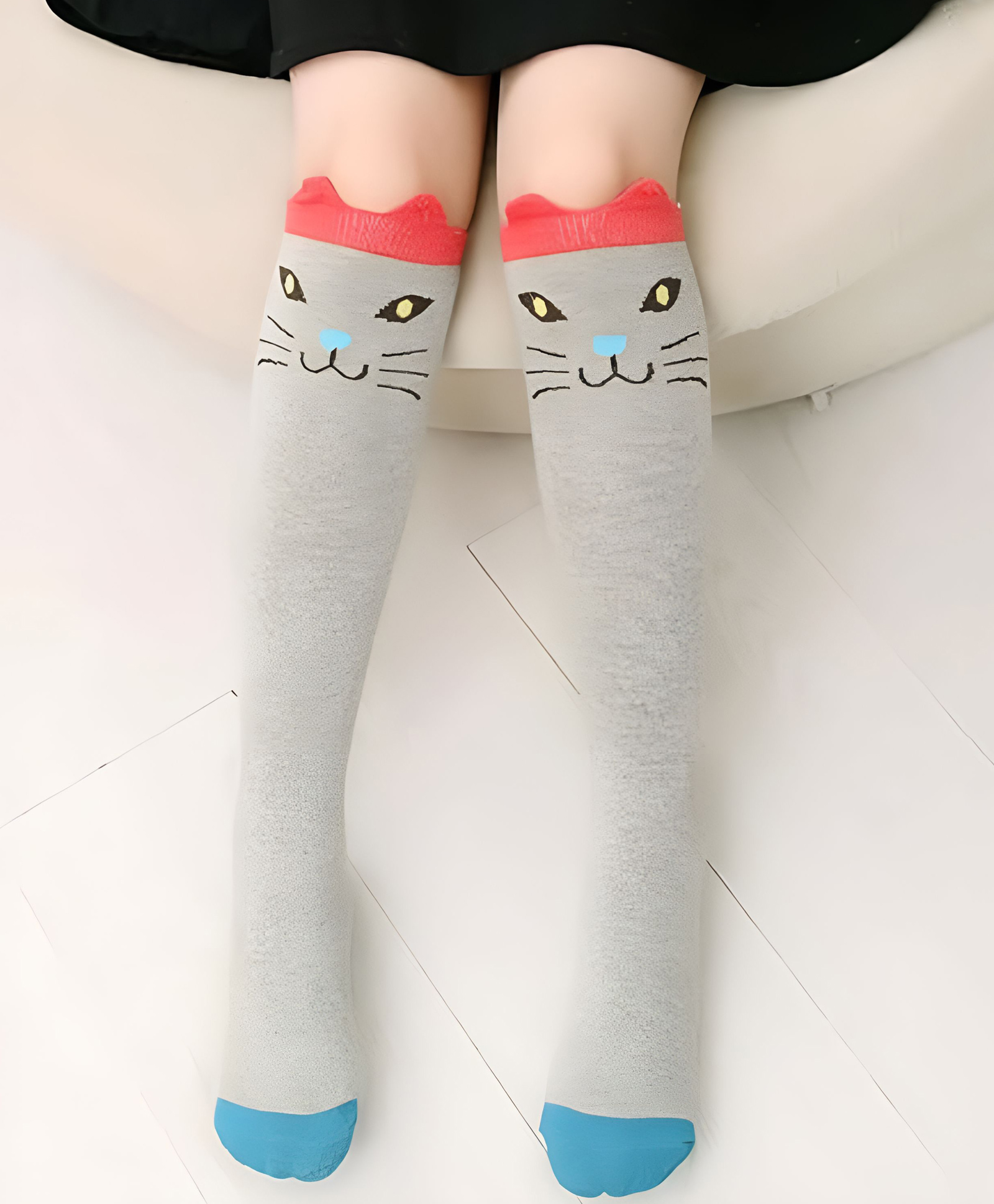 MOMISY Cat Designed Socks - Grey-image-38