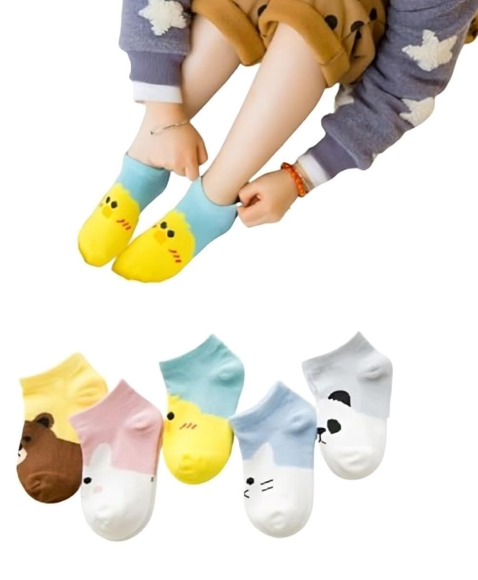 MOMISY Pack Of 5 Animal Designed Tube Socks - Multi Colour-picture-26
