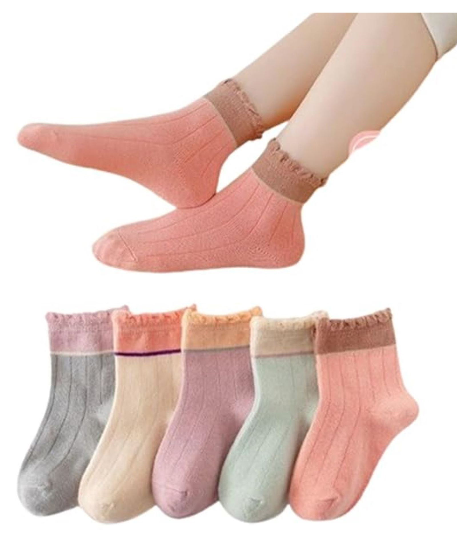 MOMISY Cotton Blend Pack Of 5 Colour Blocked Tube Socks - Multi Colour-picture-23