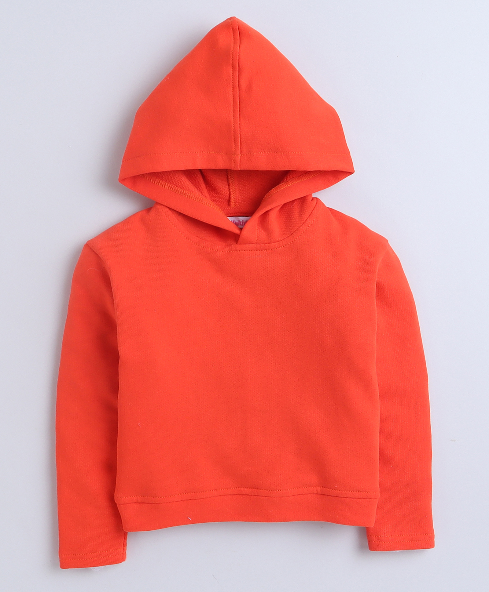 Taffykids Cotton Looper Full Sleeves Love Is In The Air Text Patch Detailed Hoodie - Orange-picture-17