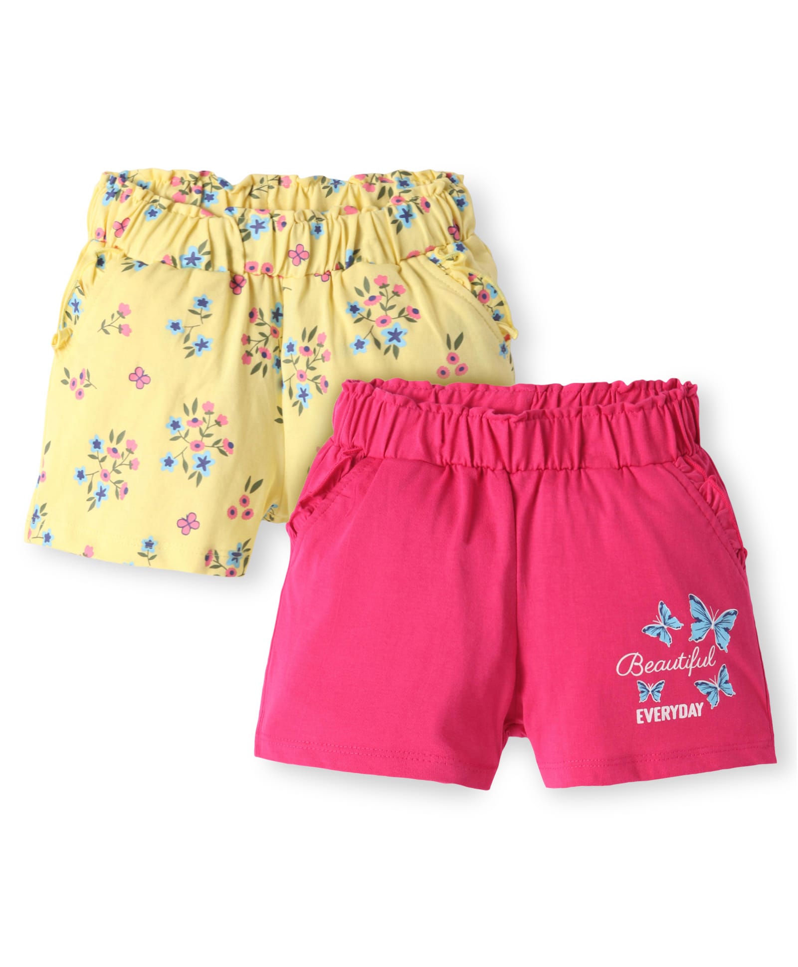 Honeyhap Premium 100% Cotton Knit Shorts With Floral & Butterfly Print & Bio Finish Pack of 2 - Tropical Breeze & Lemon Verbena-picture-12