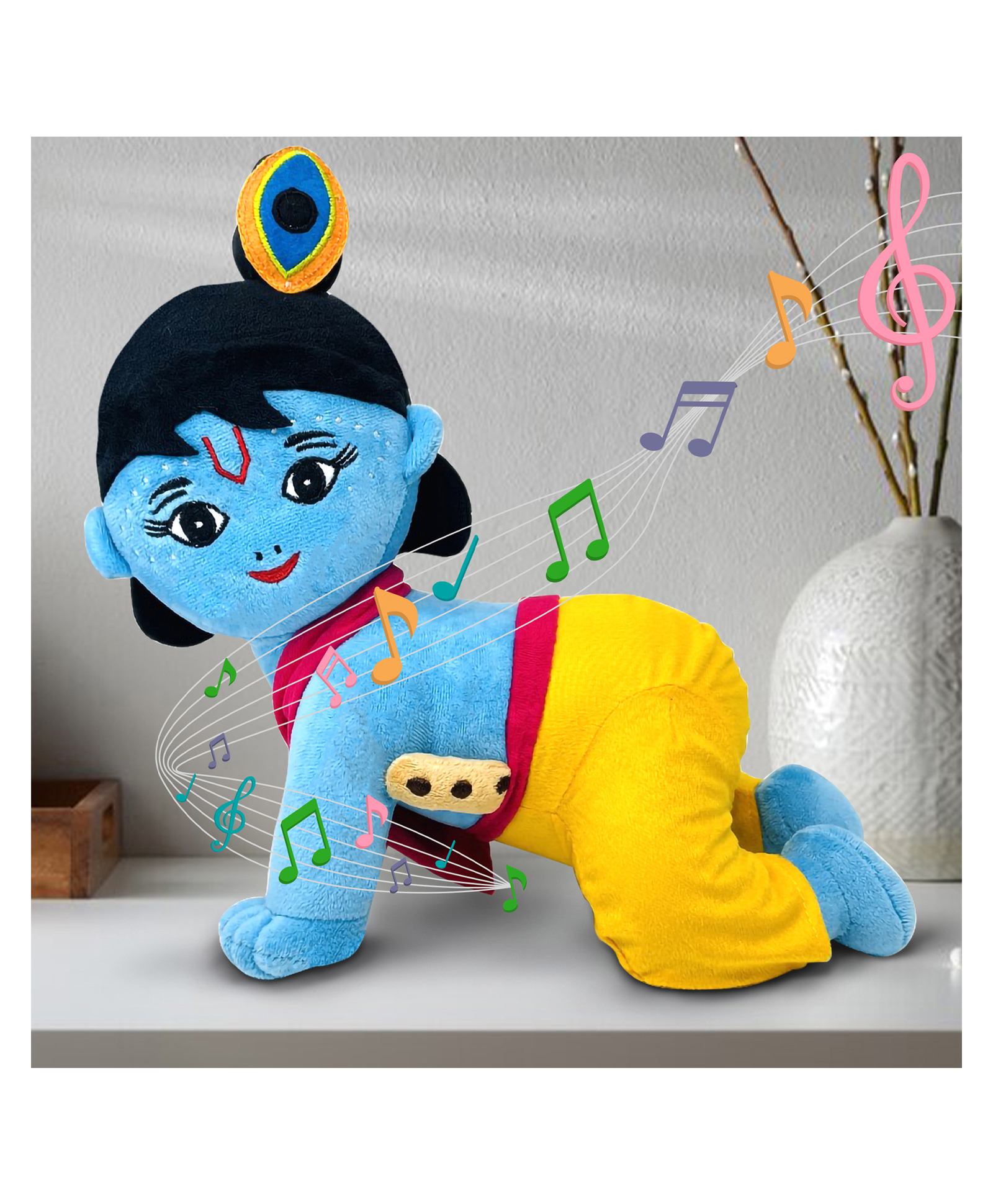 Sakhyam Manohar Krishna Soft Dolls With Sound Box - Height 33.02 cm-picture-14