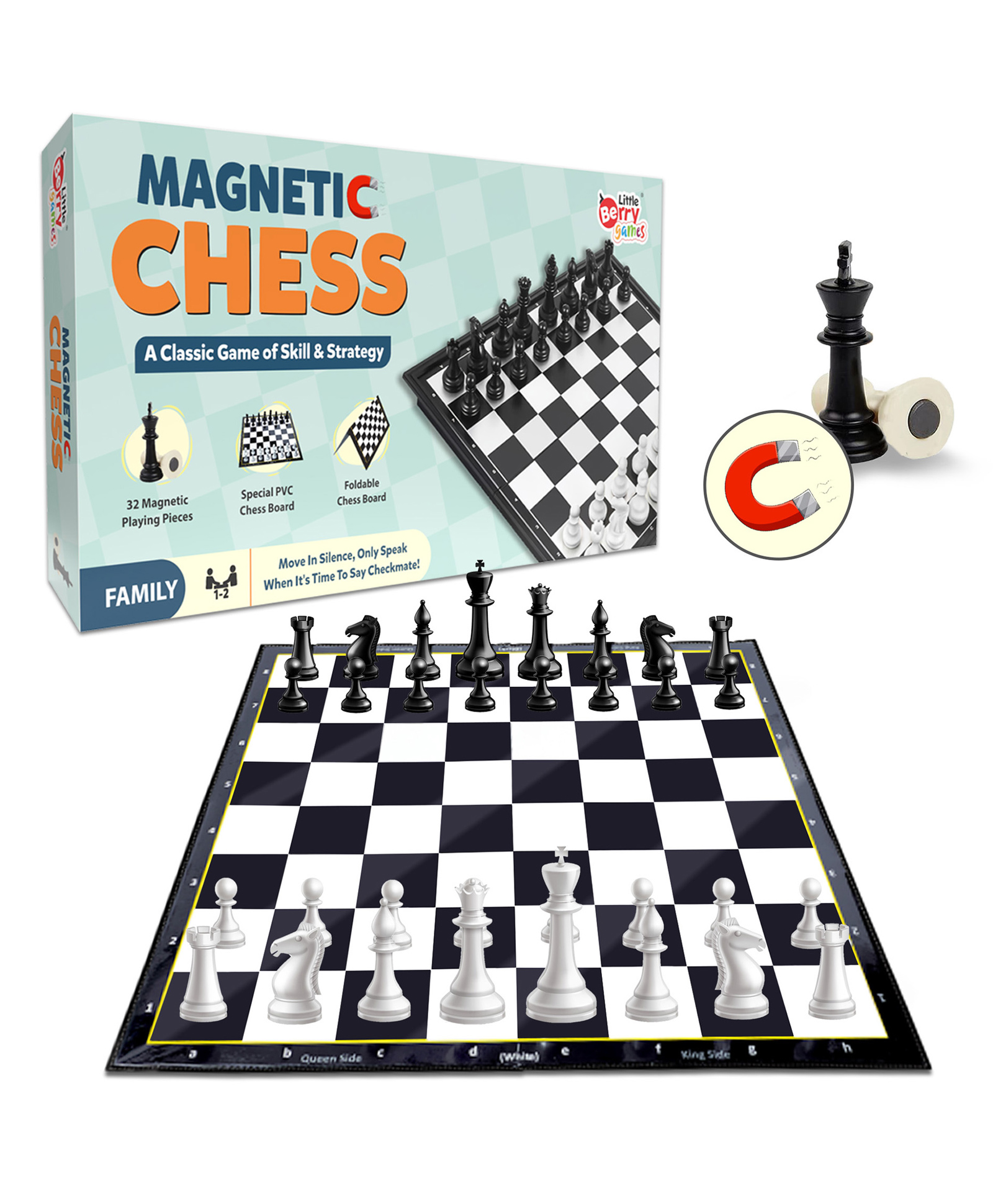 Little Berry Magnetic Chess Board Game - Strategy and Travel Board Game (Multicolor)-image-7
